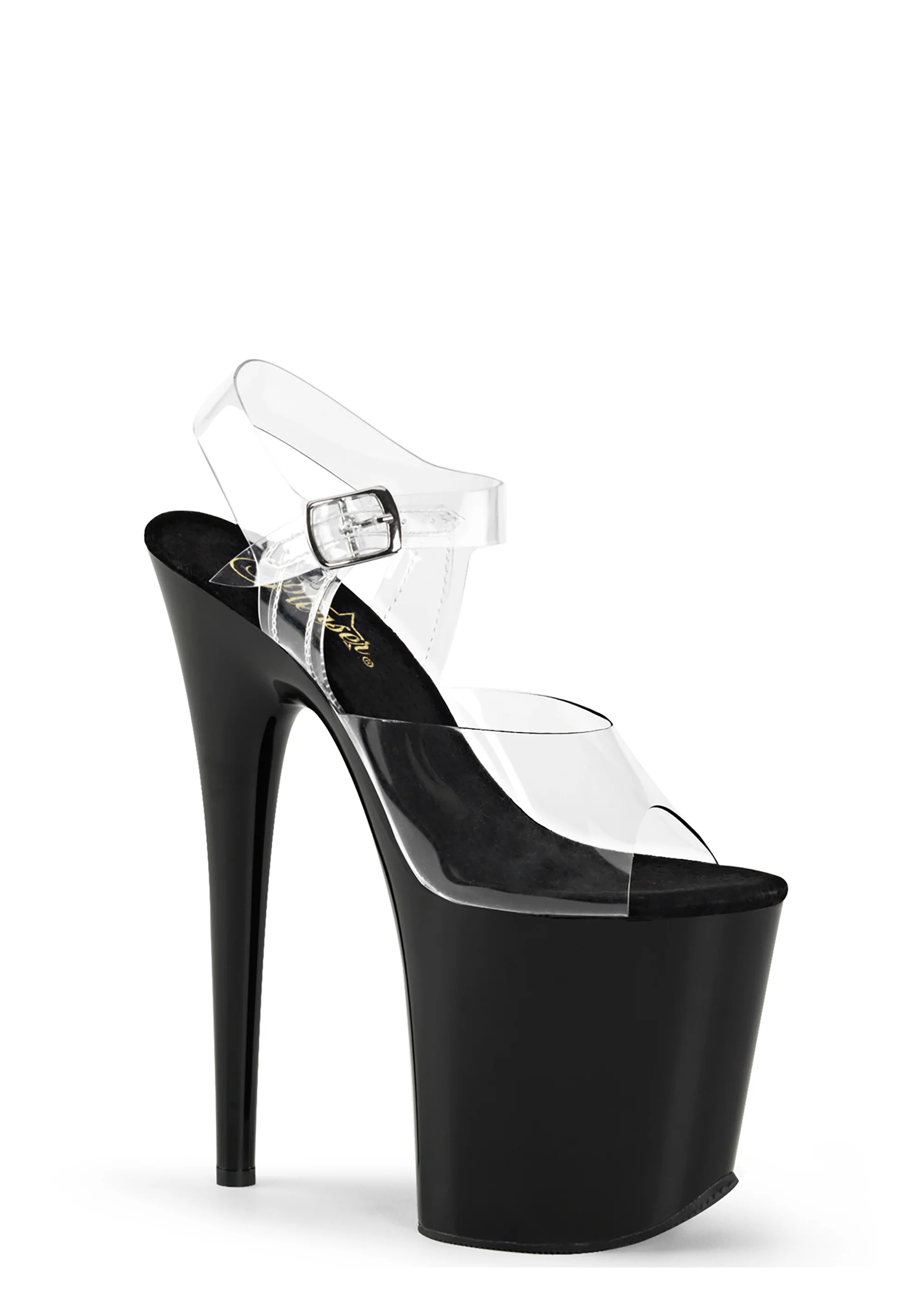 Flamingo-808 Platform Ankle Strap Sandals-Clear-Black - Image 5