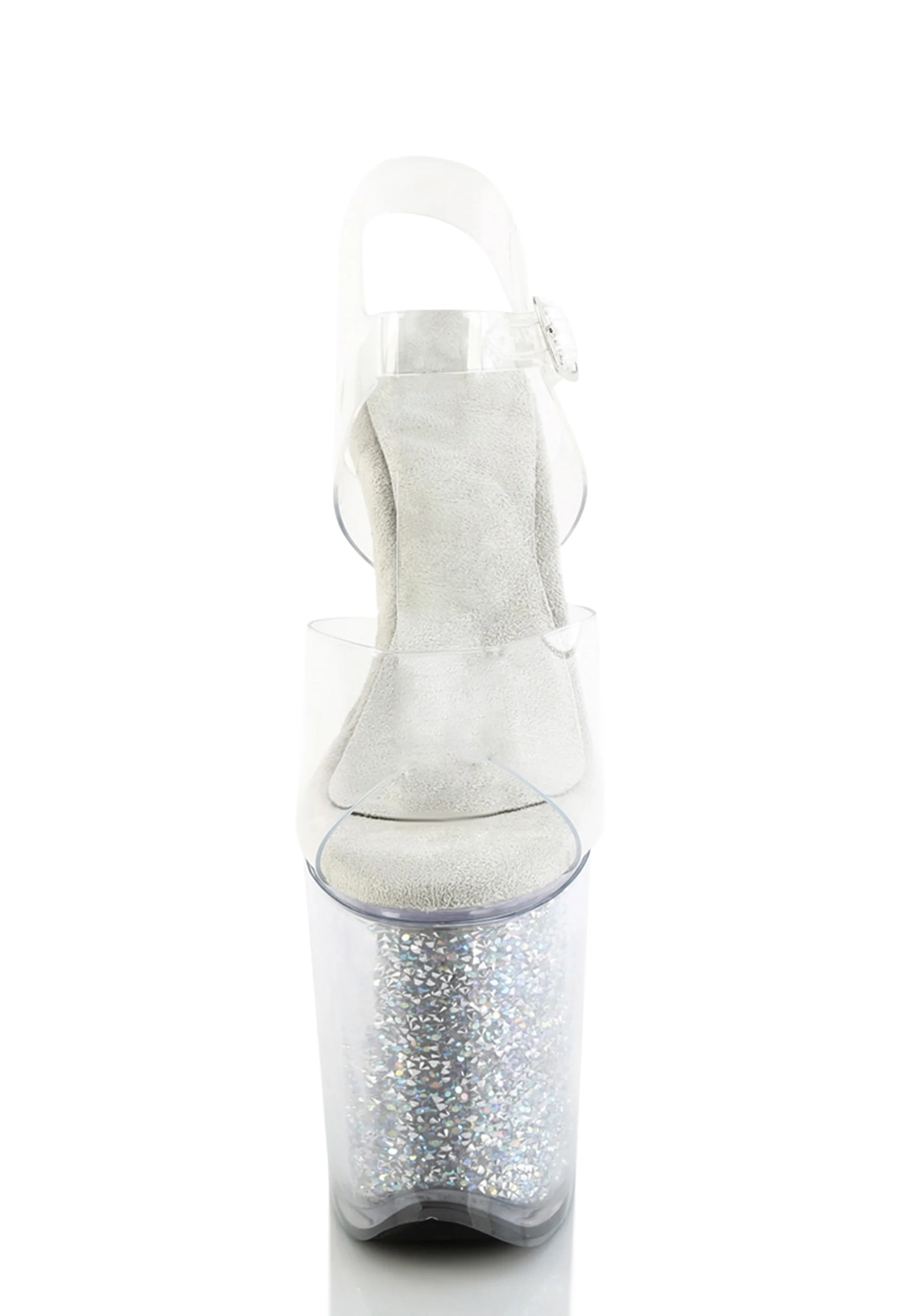 Flamingo-808PREM Platform Ankle Straps Sandals-Clear-Rhinestones - Image 3