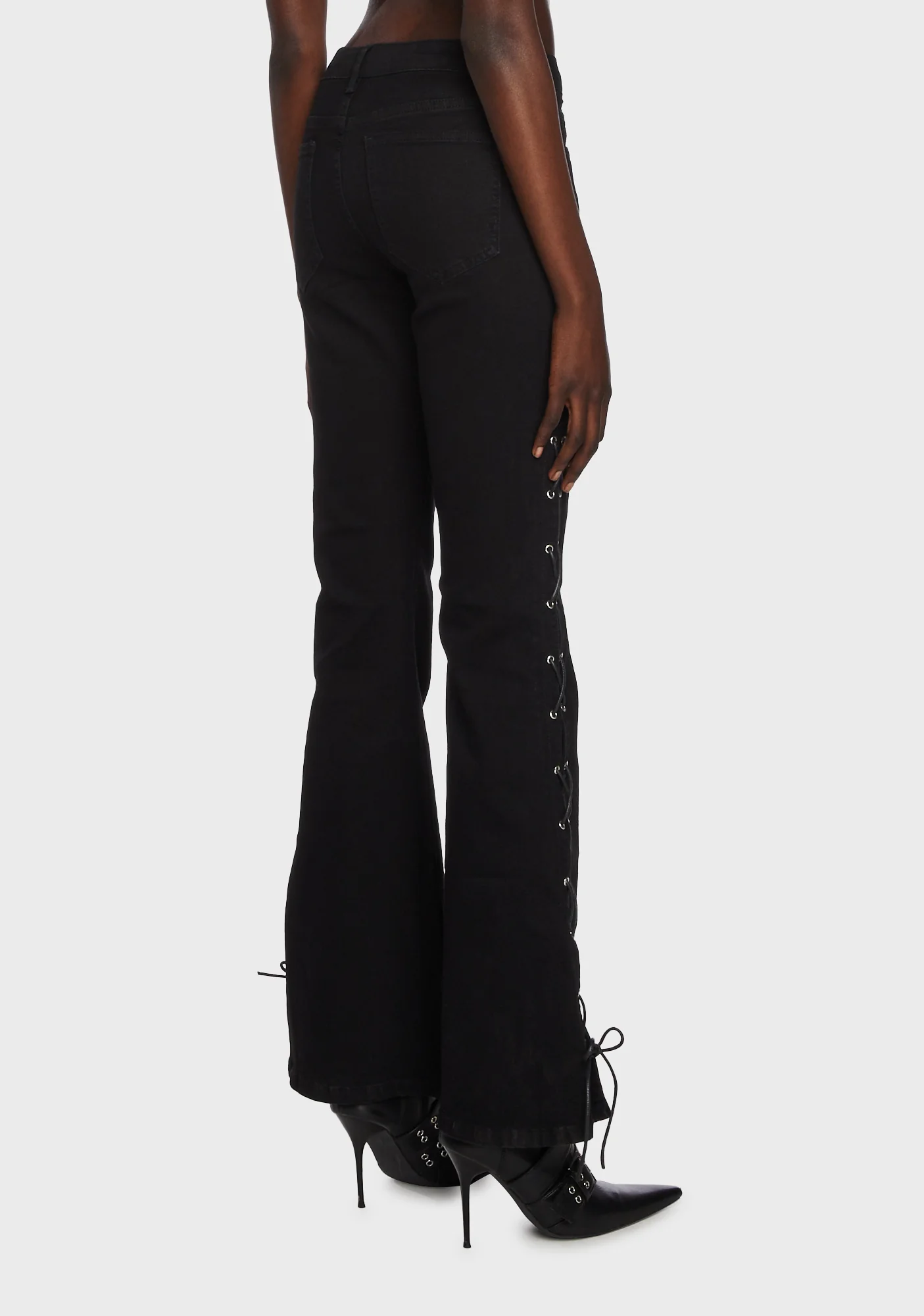 Flared Jeans With Side Ties - Image 4