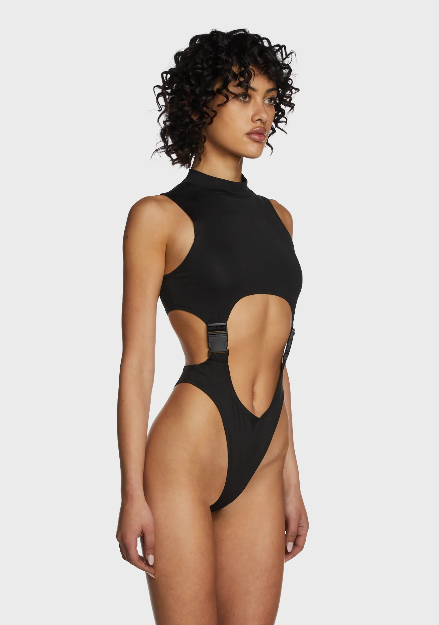 Flash Dancer Cut Out Bodysuit - Black - Image 3