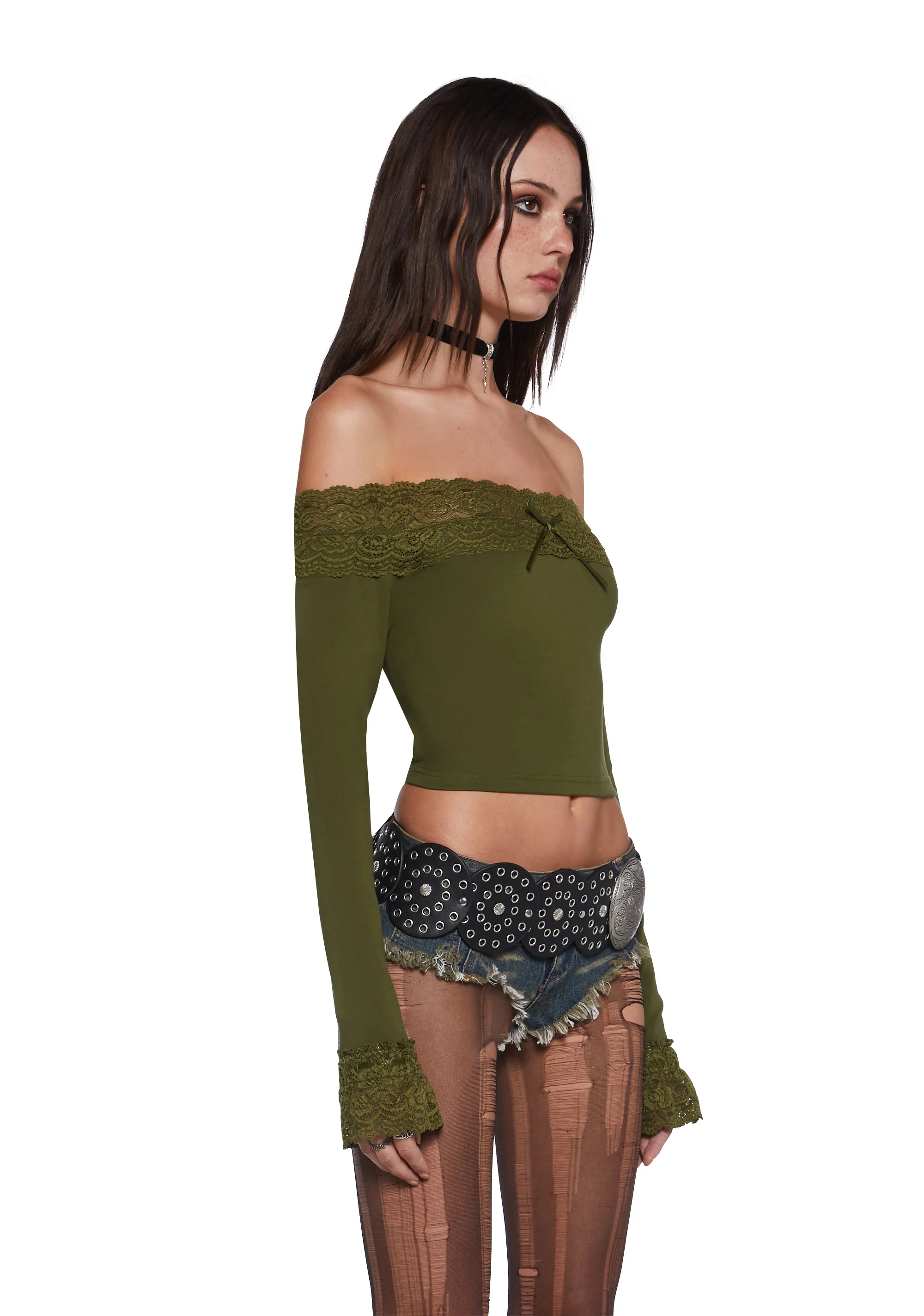 Flirt Expert Off The Shoulder Top - Green - Image 3