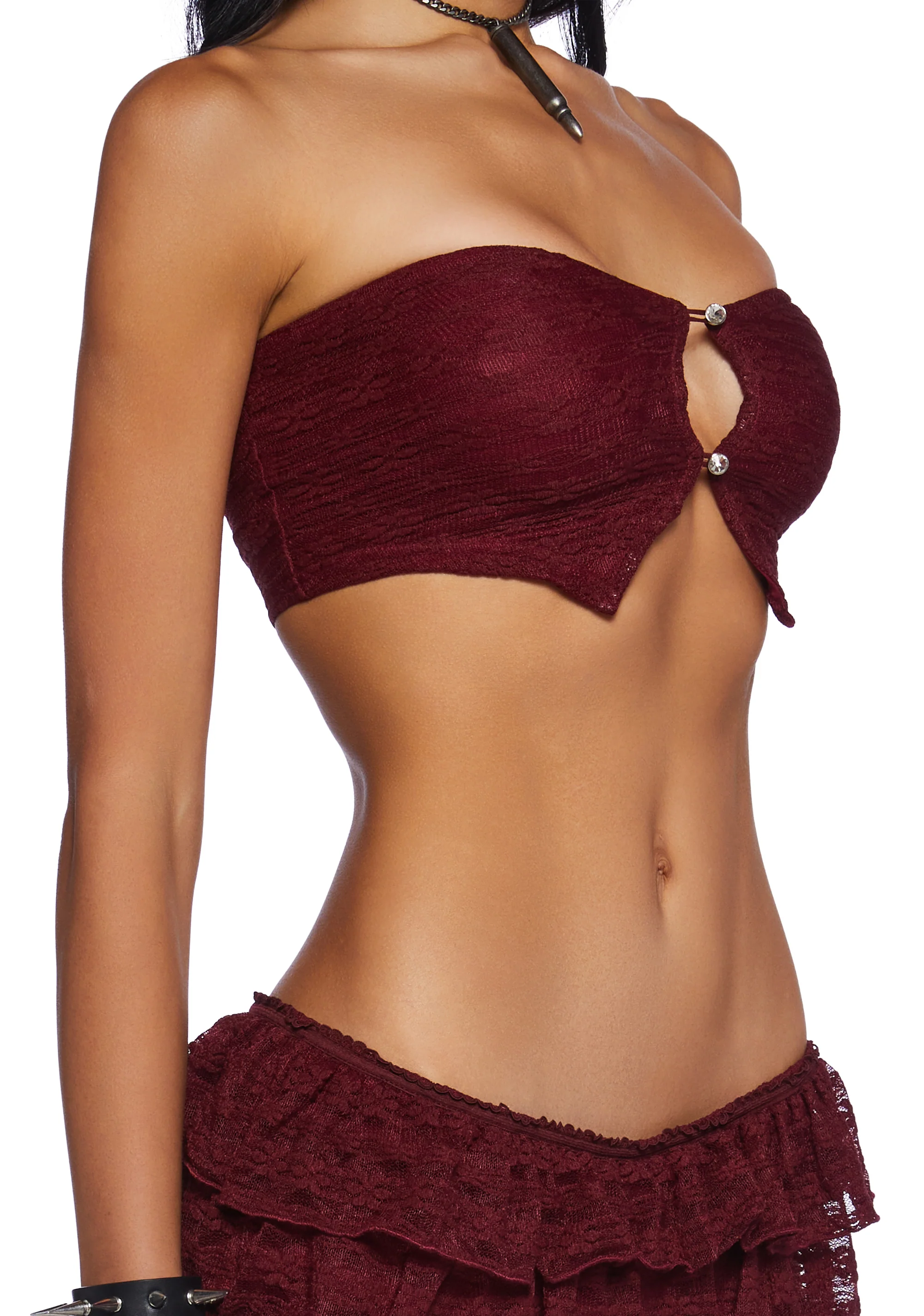 Flirty Banter Lace Skirt Set - Wine - Image 5
