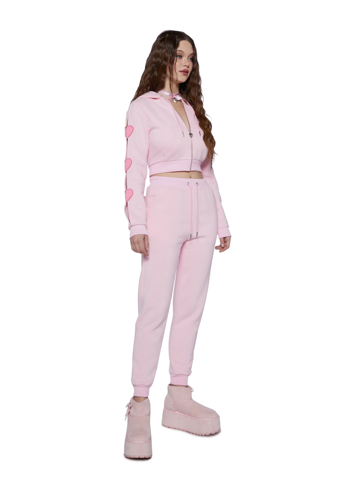 Flirty Kiss Jogger Sweatpants - Light Pink - Image 5