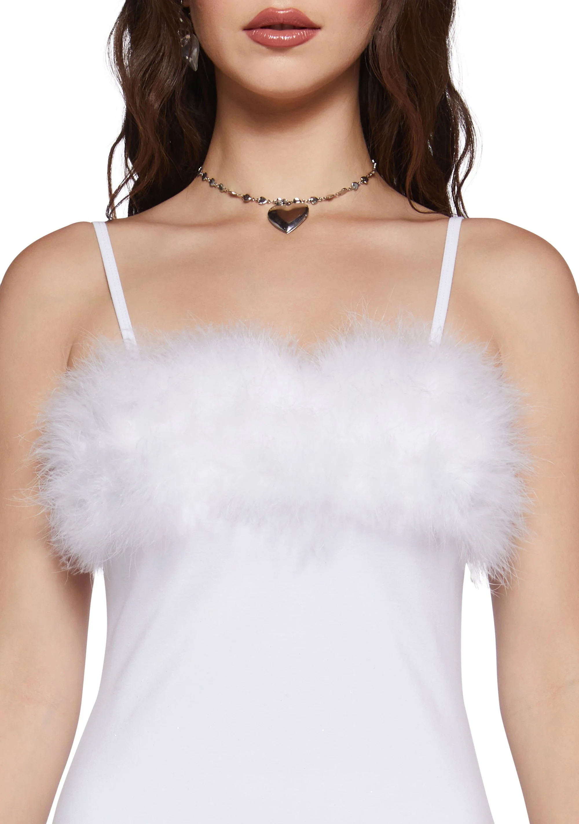 Flirty N' Thriving Marabou Dress - White - Image 5