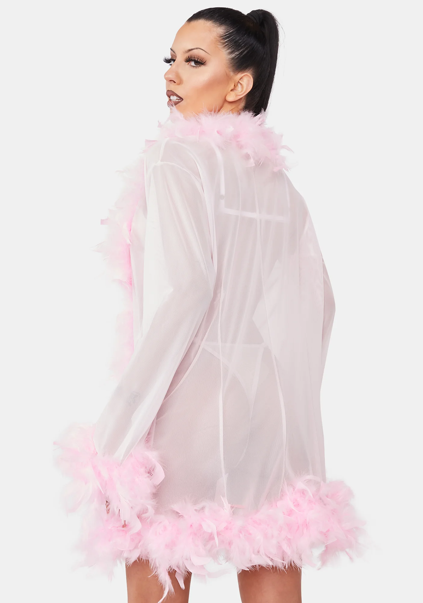 Flirty Nights Feathered Robe - Image 4