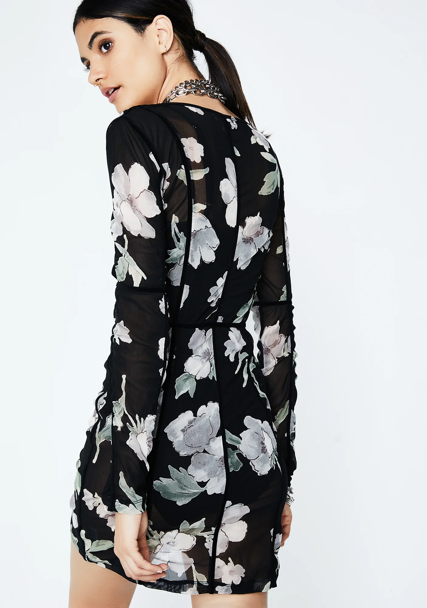 Floral Freeze Frame Sheer Dress - Image 4