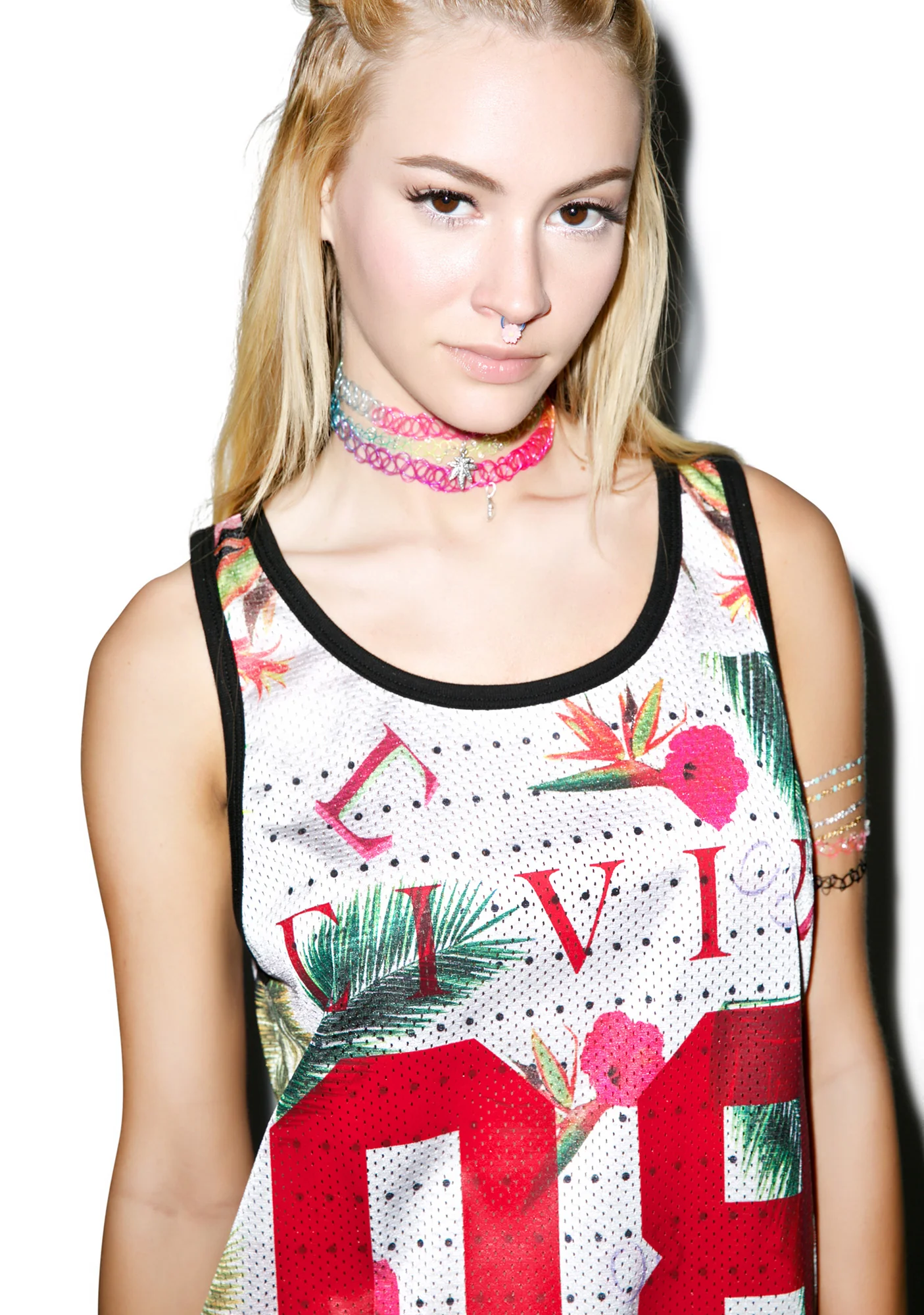 Floral Mesh Drop BBall Tank - Image 5
