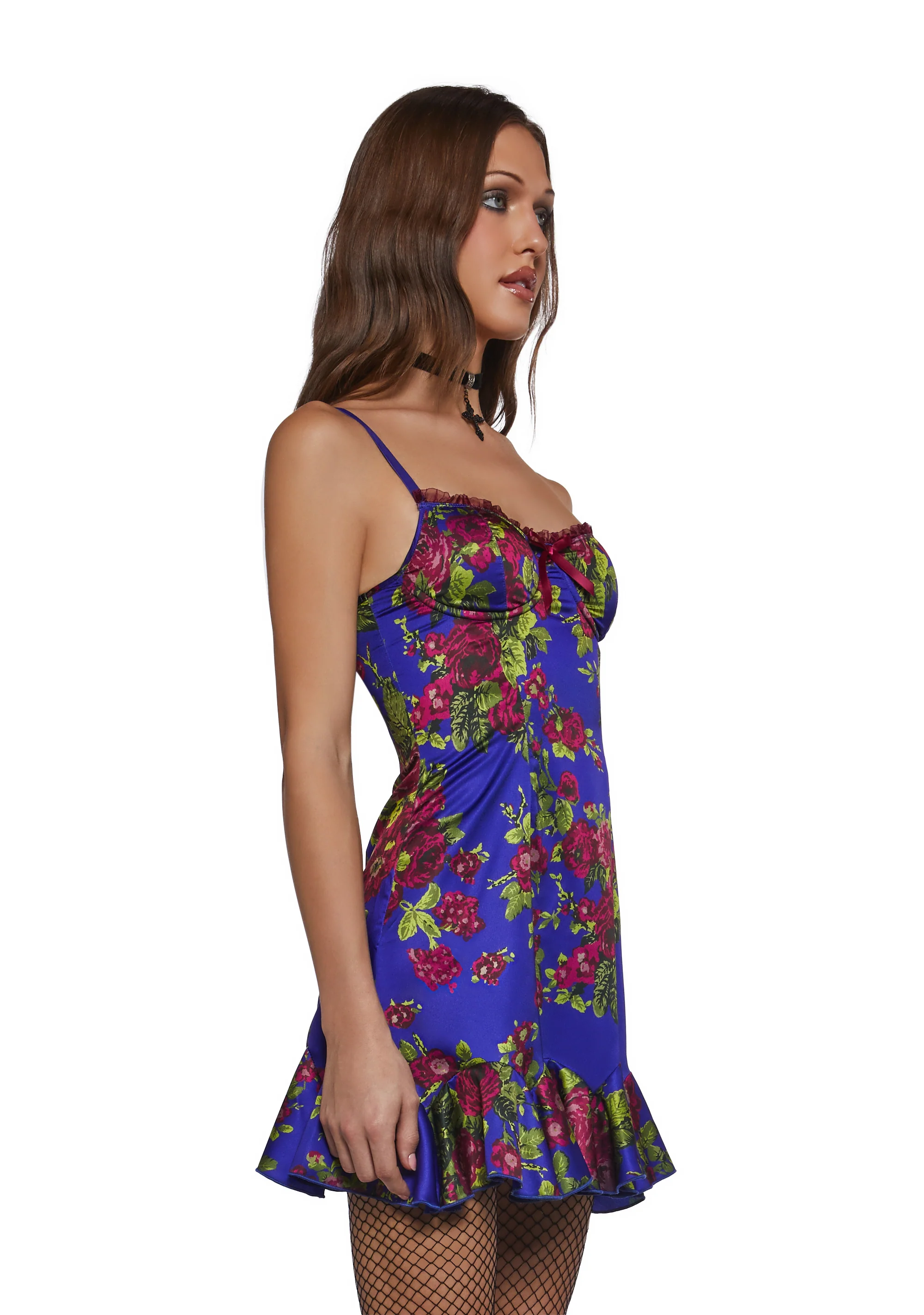 Floral Satin Slip Dress - Image 3
