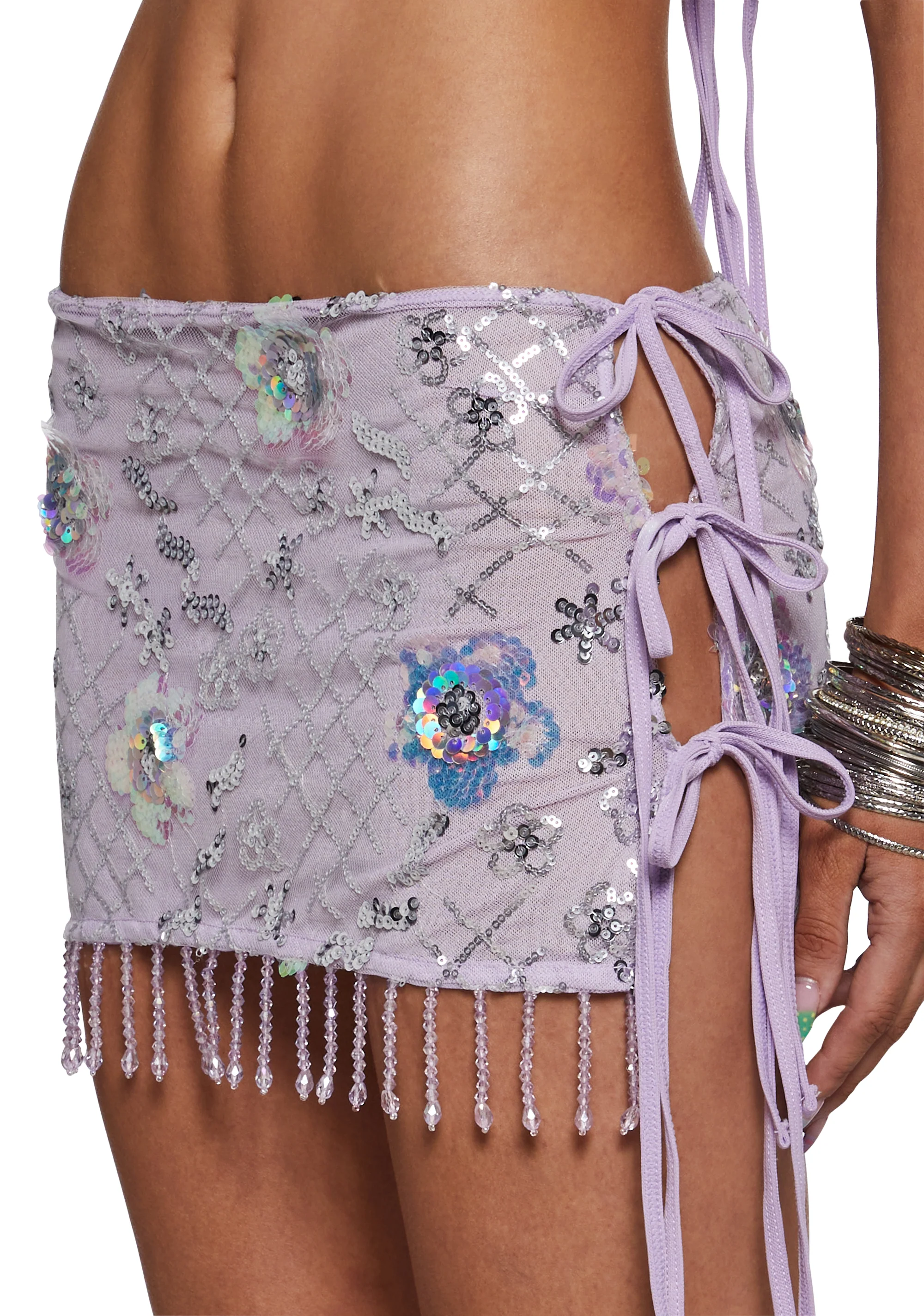 Fluorescent Eden Mini Skirt - Purple - Image 6