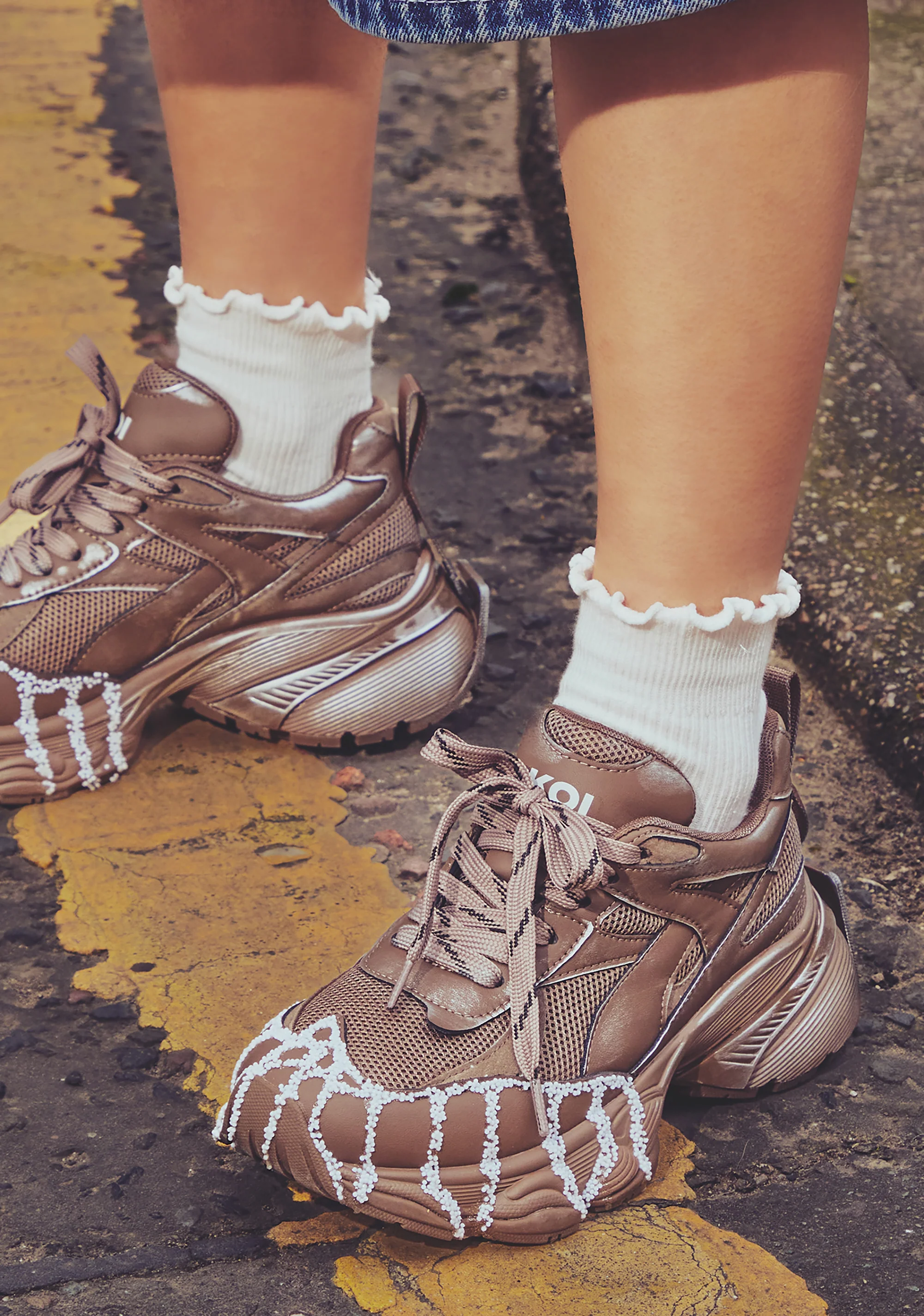 Forest Lines Mega Chunky Trainers - Khaki - Image 6