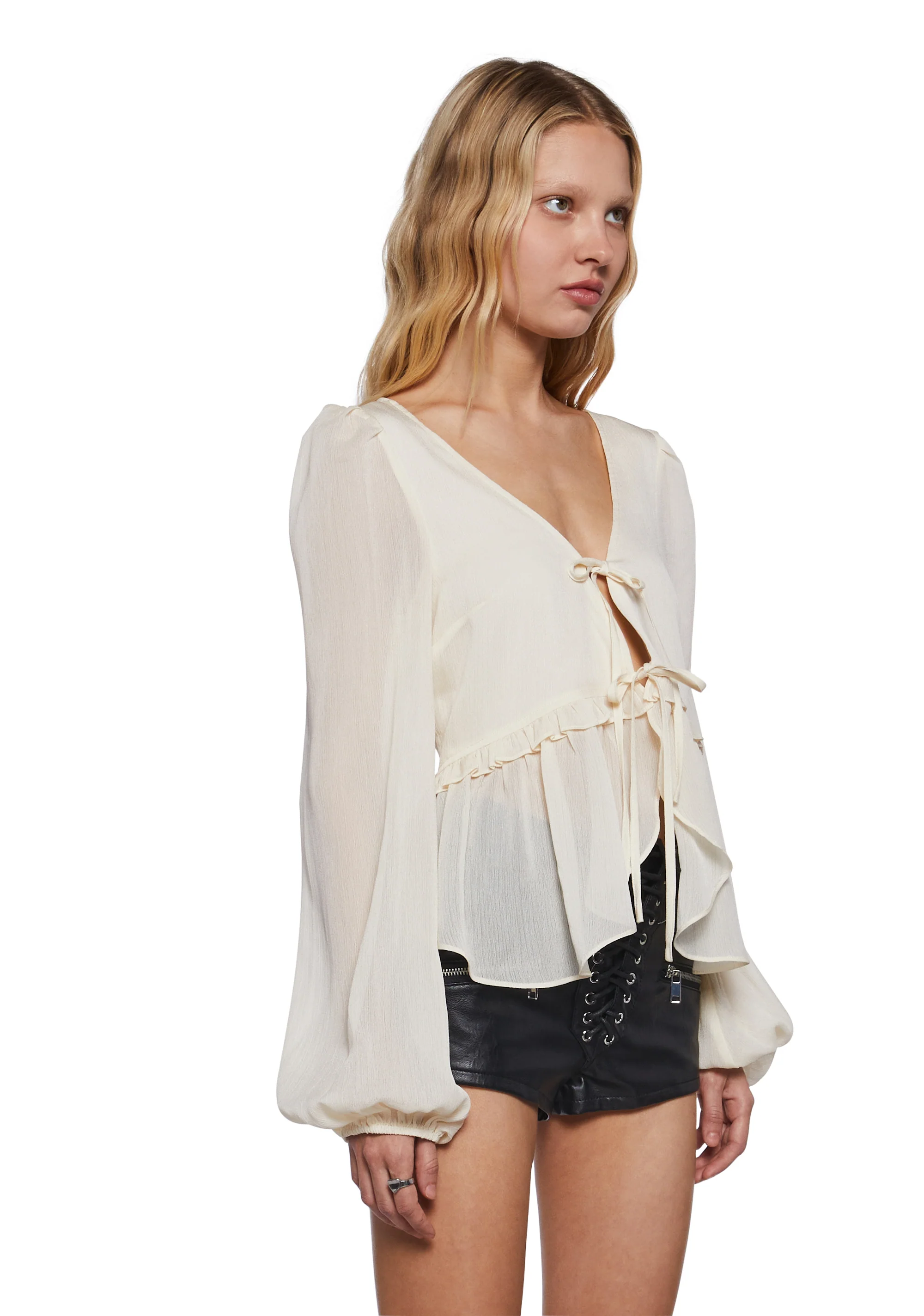 Forever Me Peasant Top - Off White - Image 3