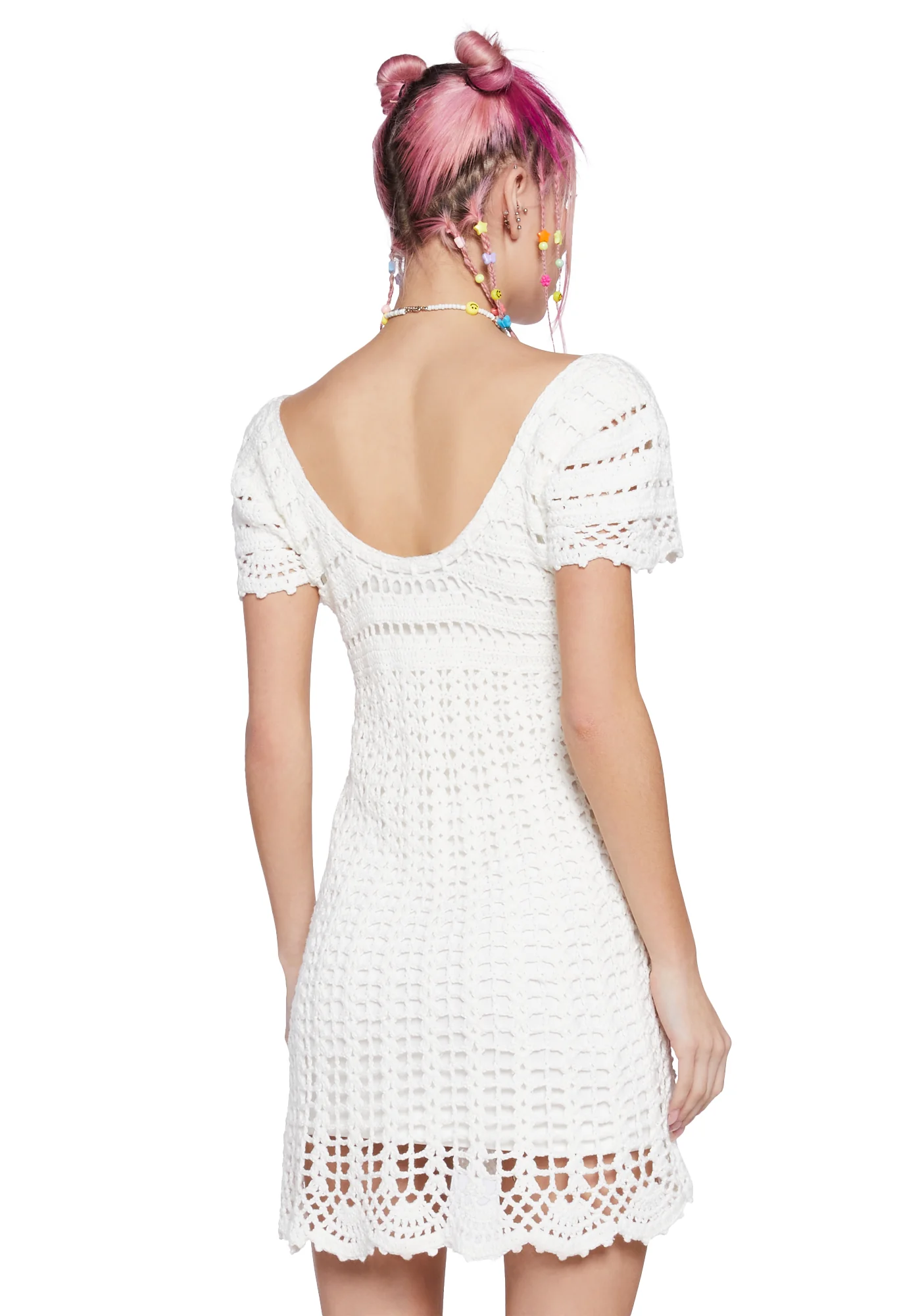 Found My Happy Crochet Dress - White - Image 4