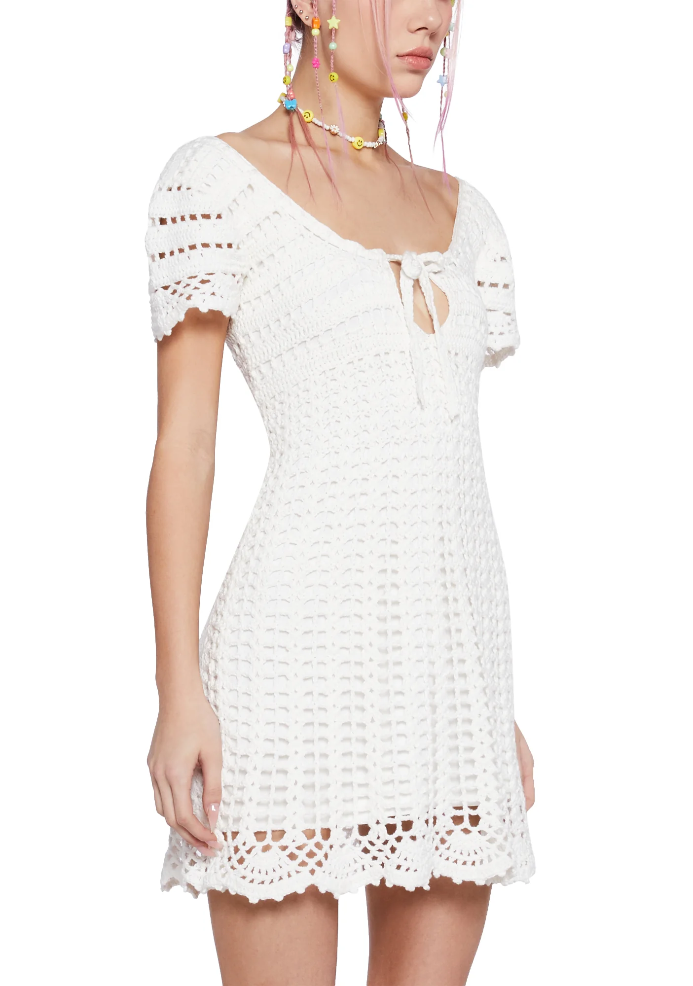 Found My Happy Crochet Dress - White - Image 5