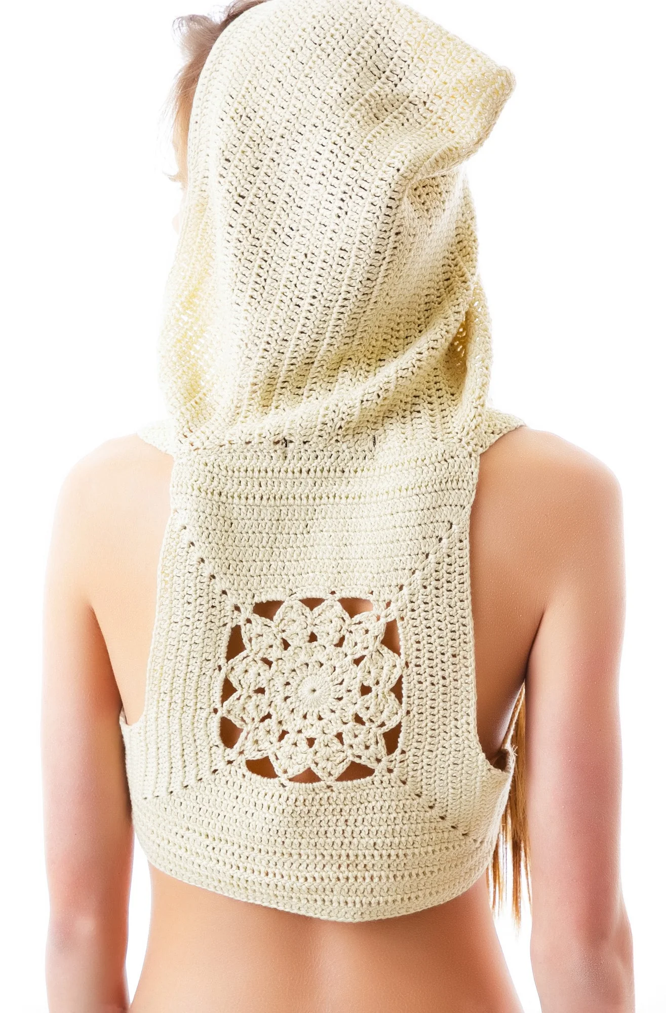 Free Love Crochet Hooded Bra - Light Brown - Image 8
