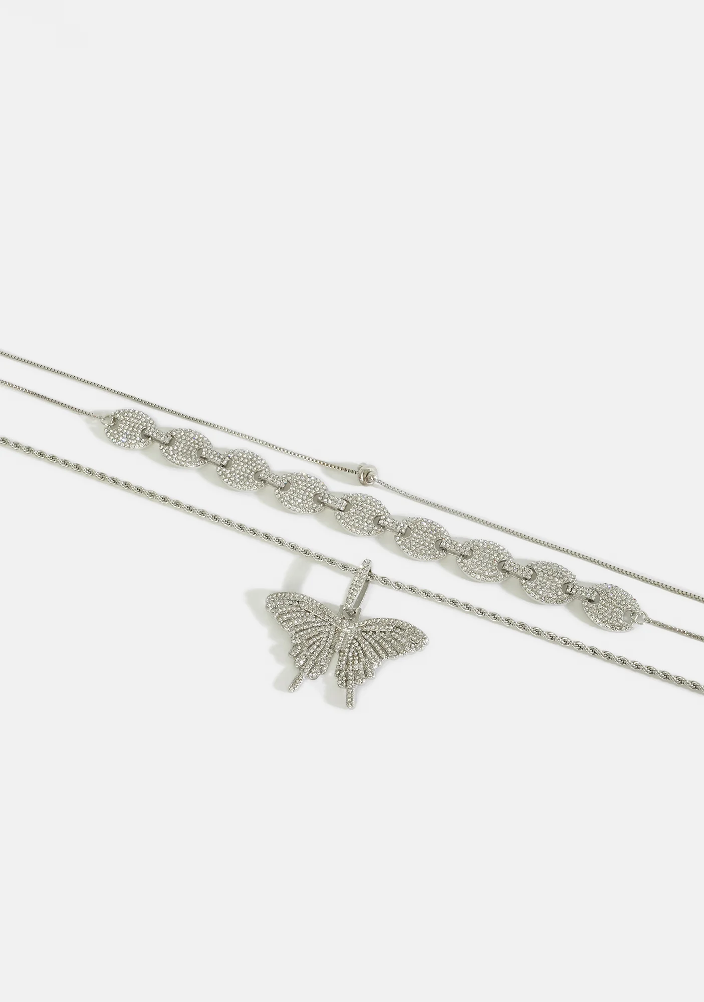Free Magic Rhinestone And Butterfly Chain Necklace Set - Image 3