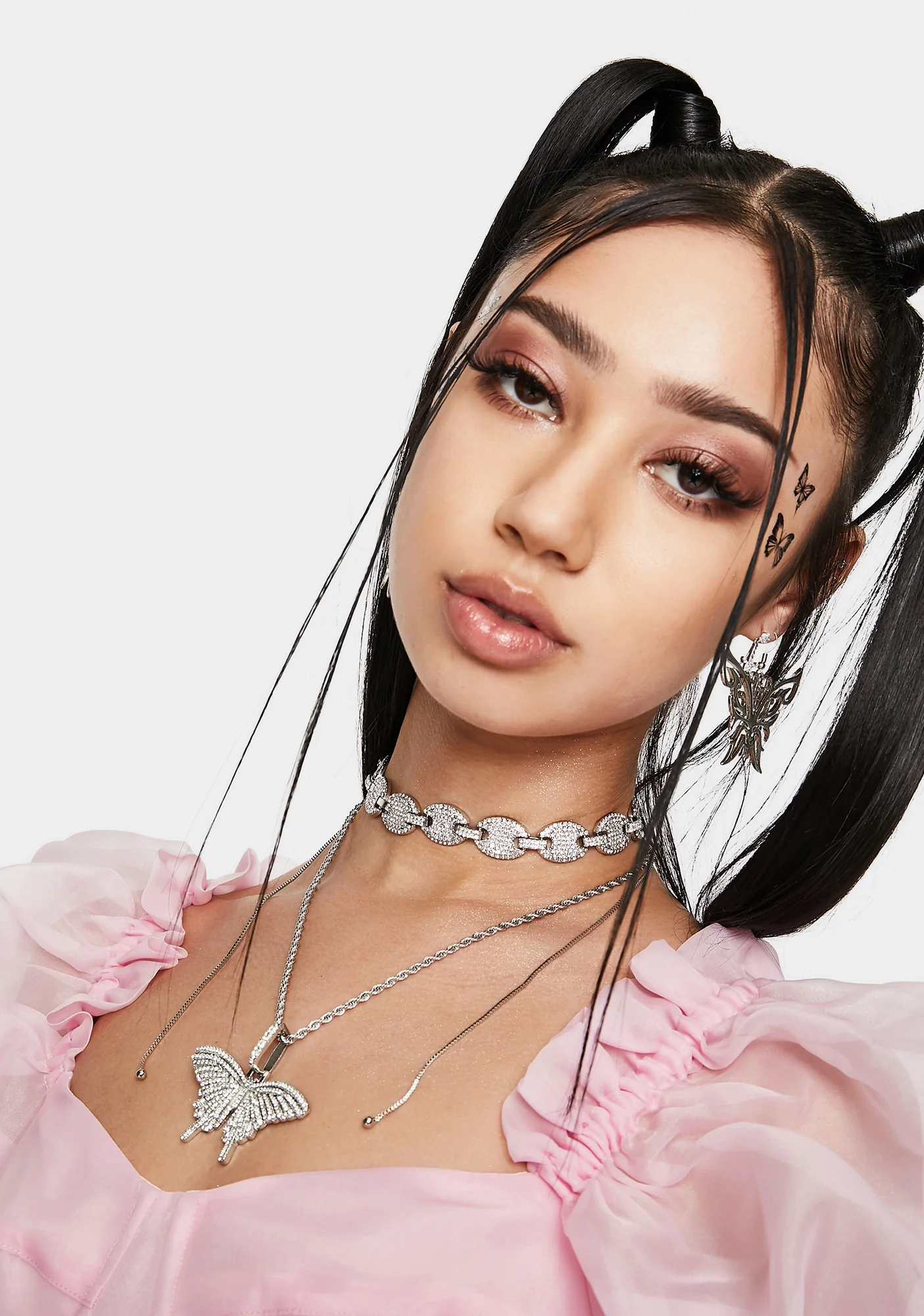 Free Magic Rhinestone And Butterfly Chain Necklace Set - Image 4