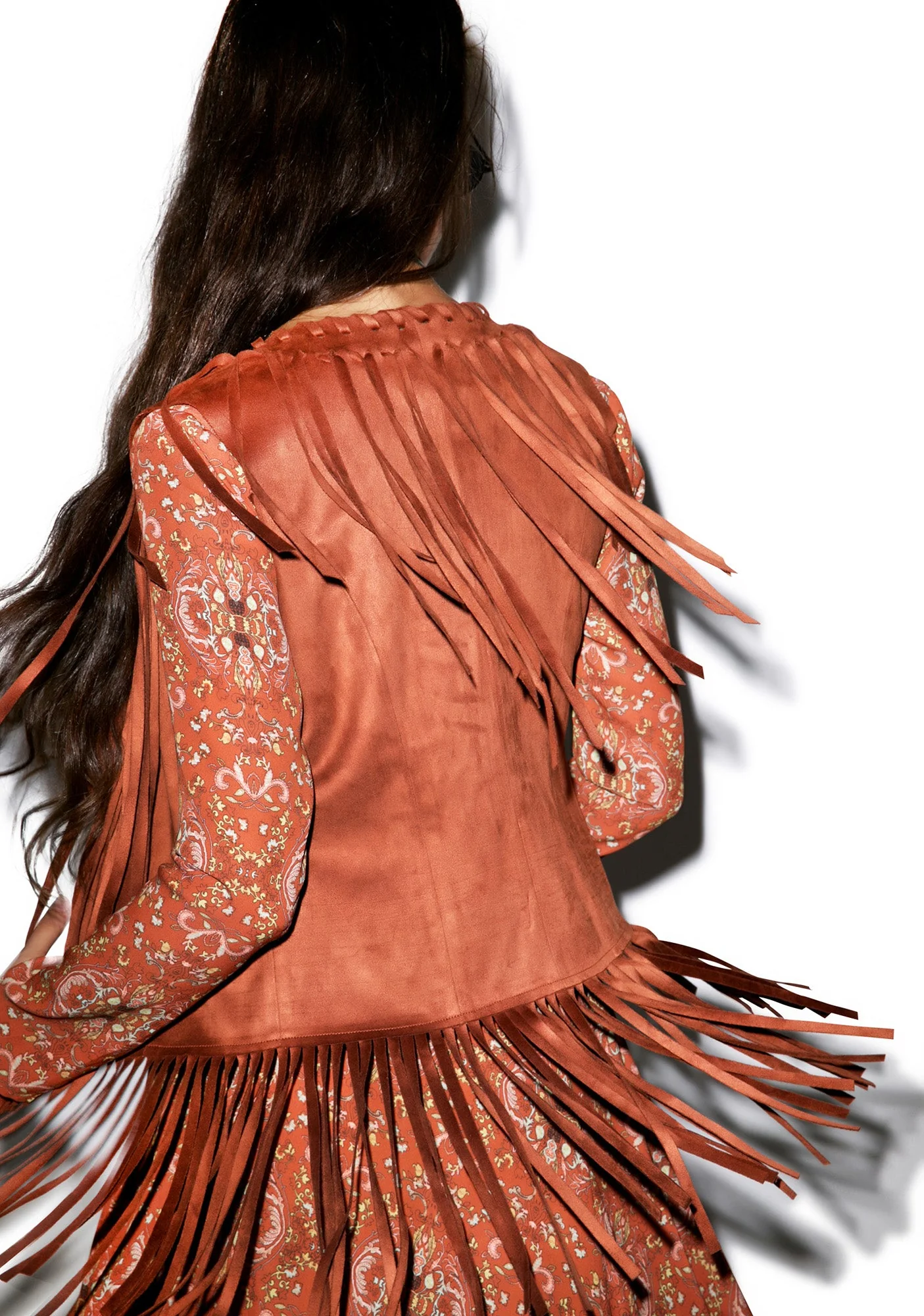 Free Spirit Fringe Vest - Light Red - Image 10