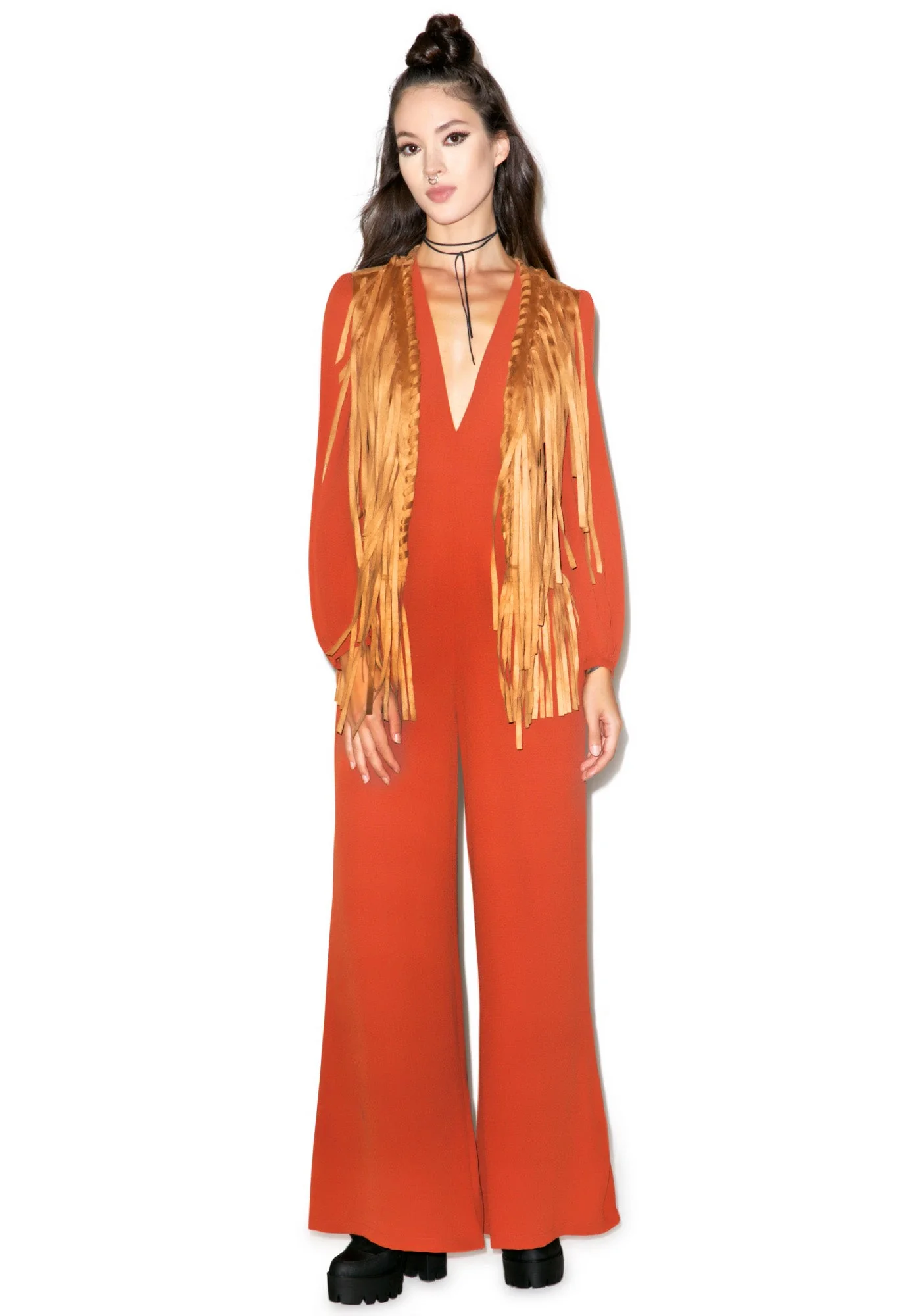 Free Spirit Fringe Vest - Light Red - Image 7