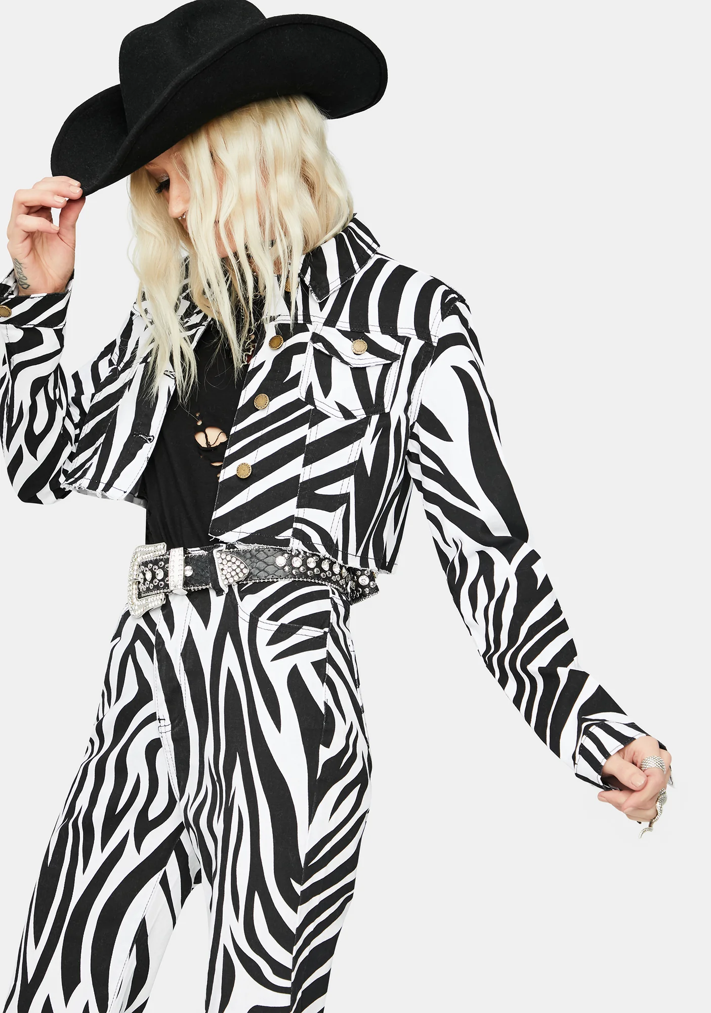 Free To Roam Zebra Print Denim Jacket - Image 2