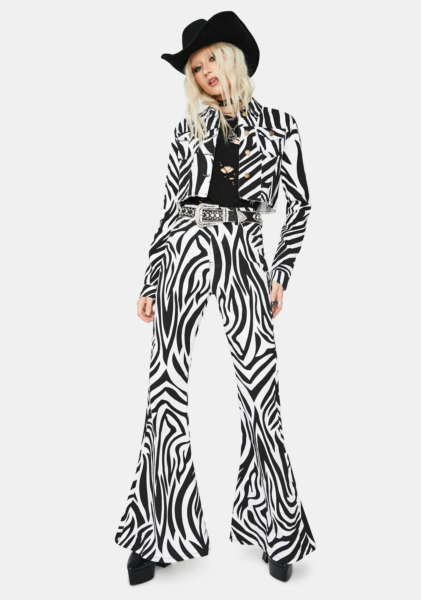 Free To Roam Zebra Print Denim Jacket - Image 3