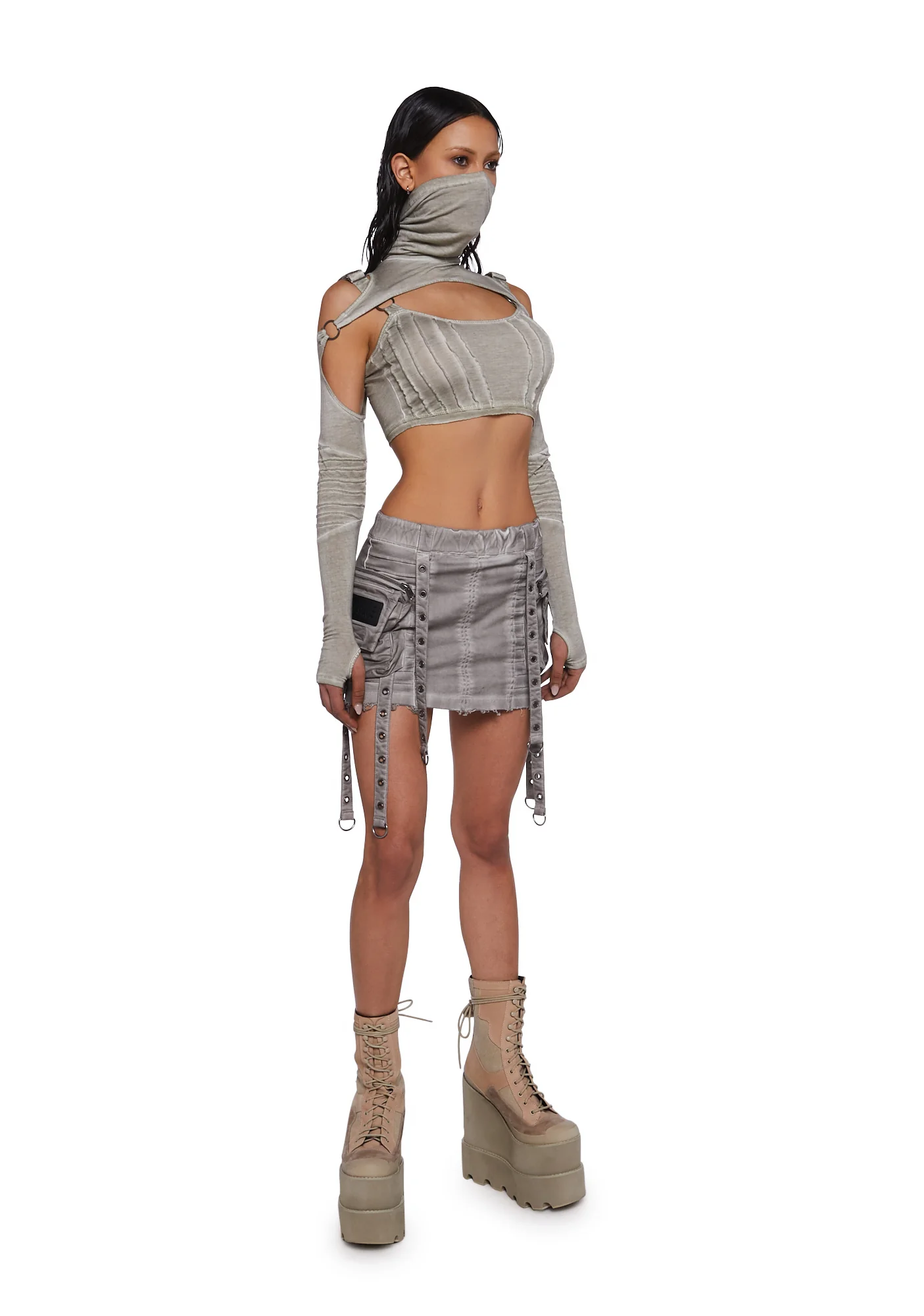 Frequency Cargo Mini Skirt - Sand - Image 2