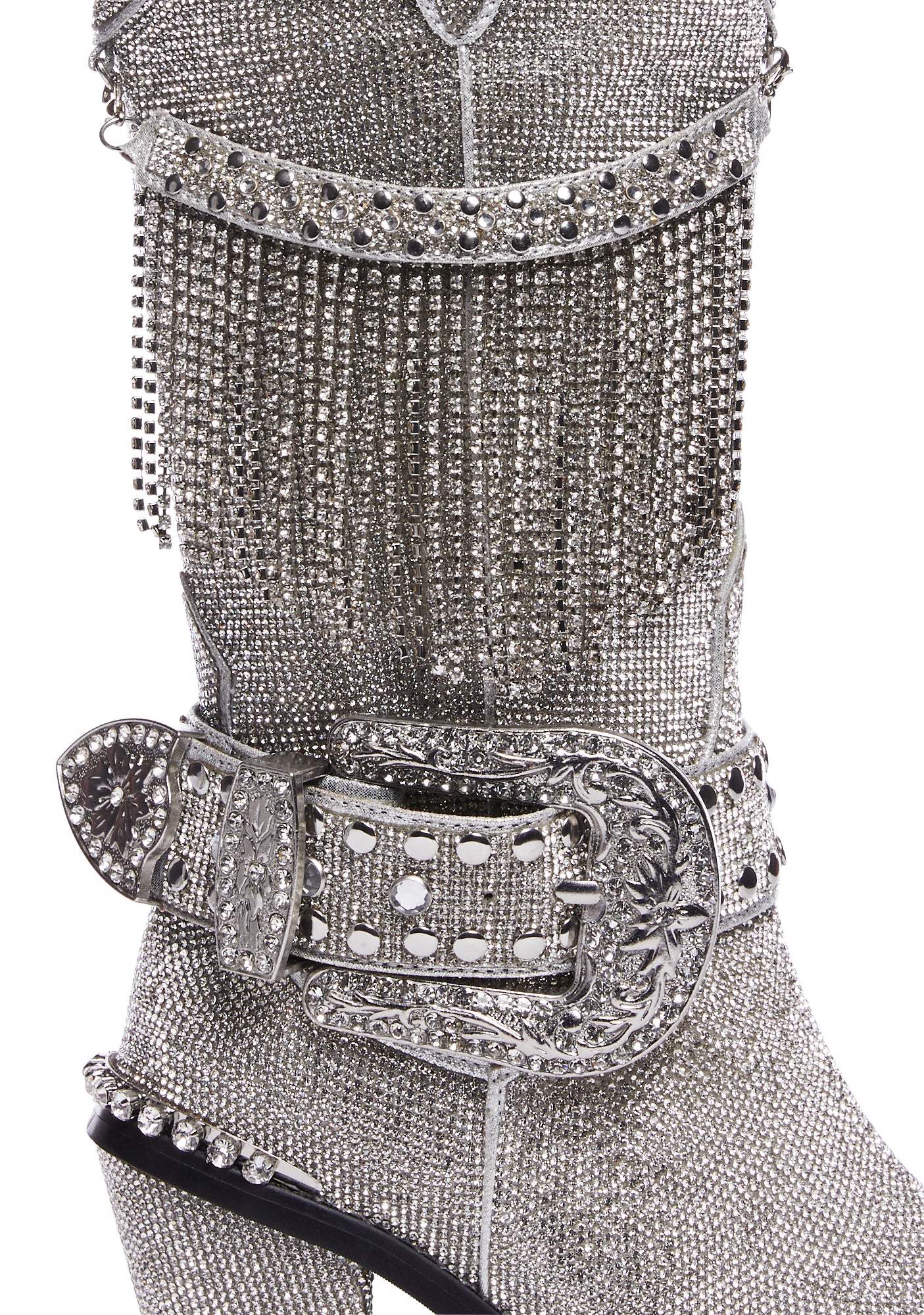Fringe Sheriff Shine Cowboy Boots - Silver - Image 2