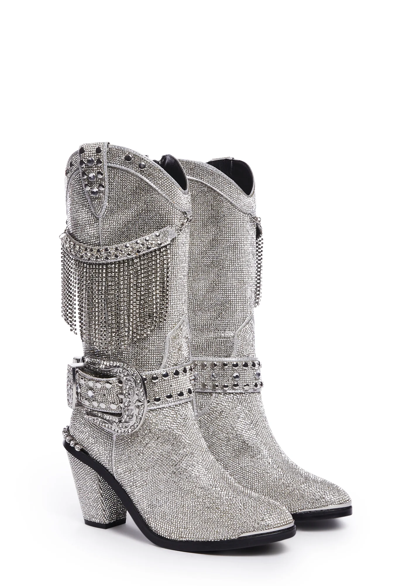 Fringe Sheriff Shine Cowboy Boots - Silver - Image 3