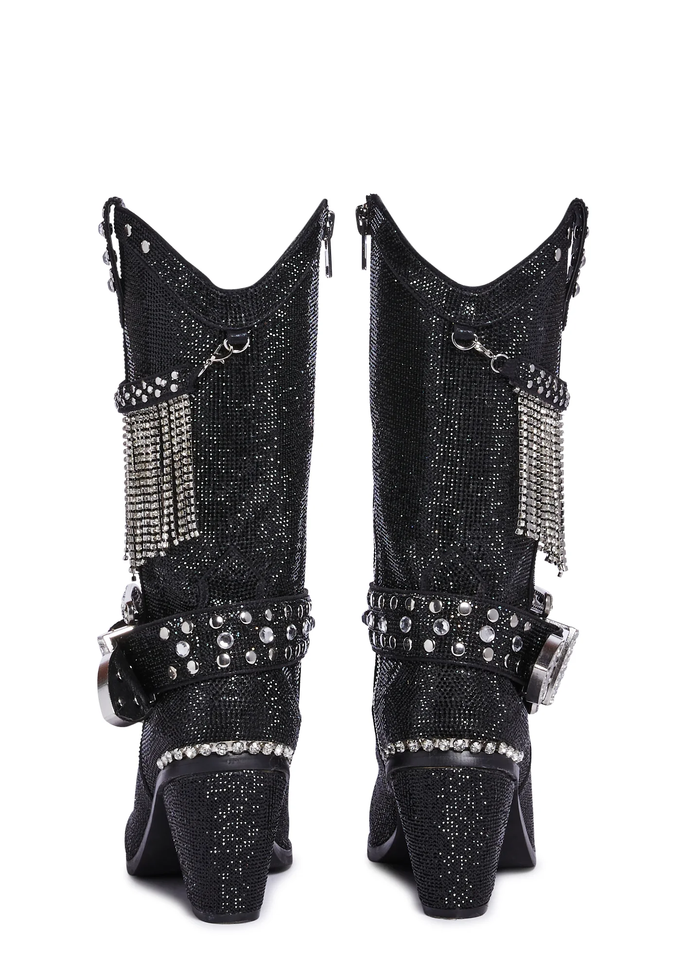 Fringe Sheriff Shine Cowboy Boots - Black - Image 4