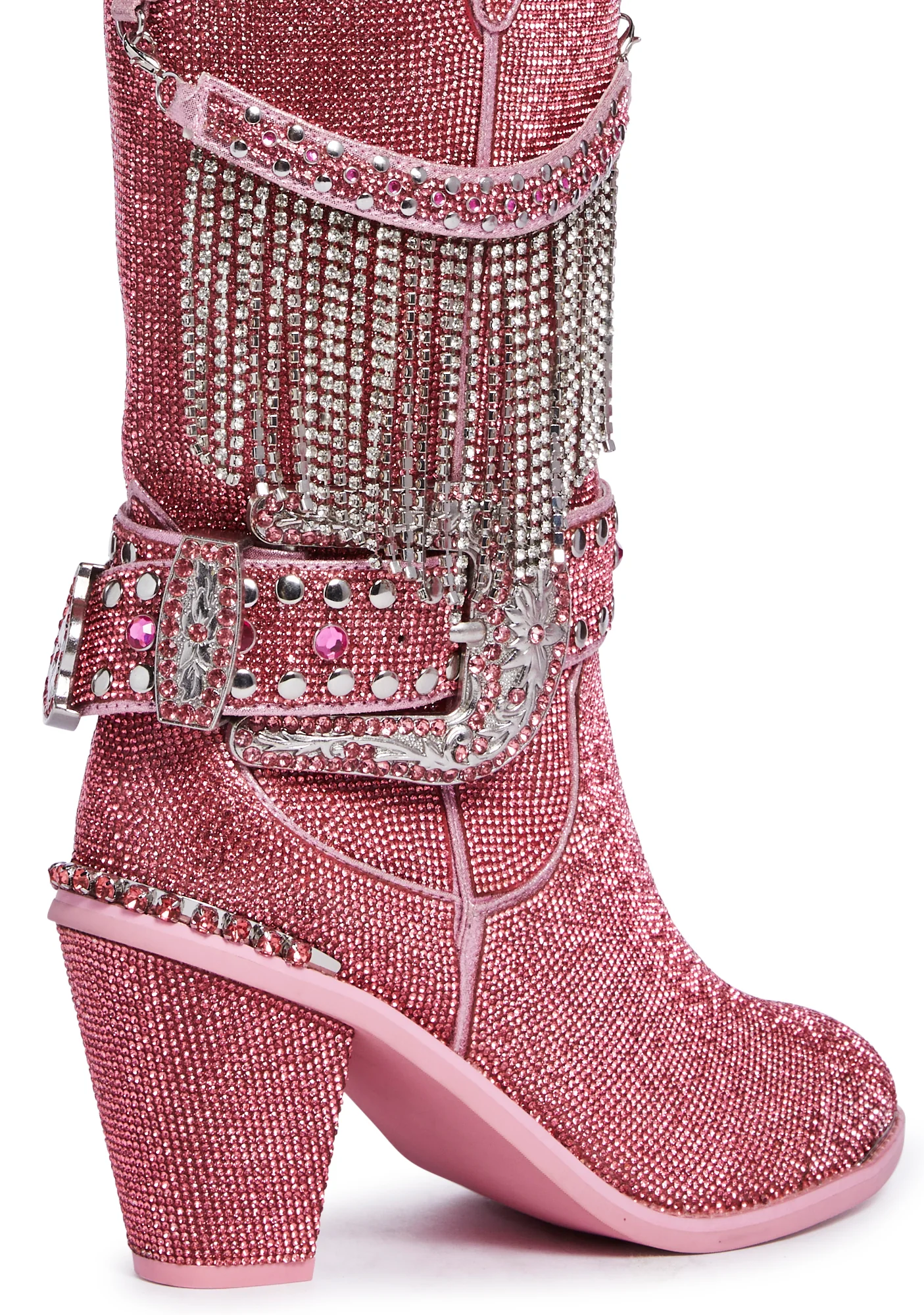 Fringe Sheriff Shine Cowboy Boots - Pink - Image 2