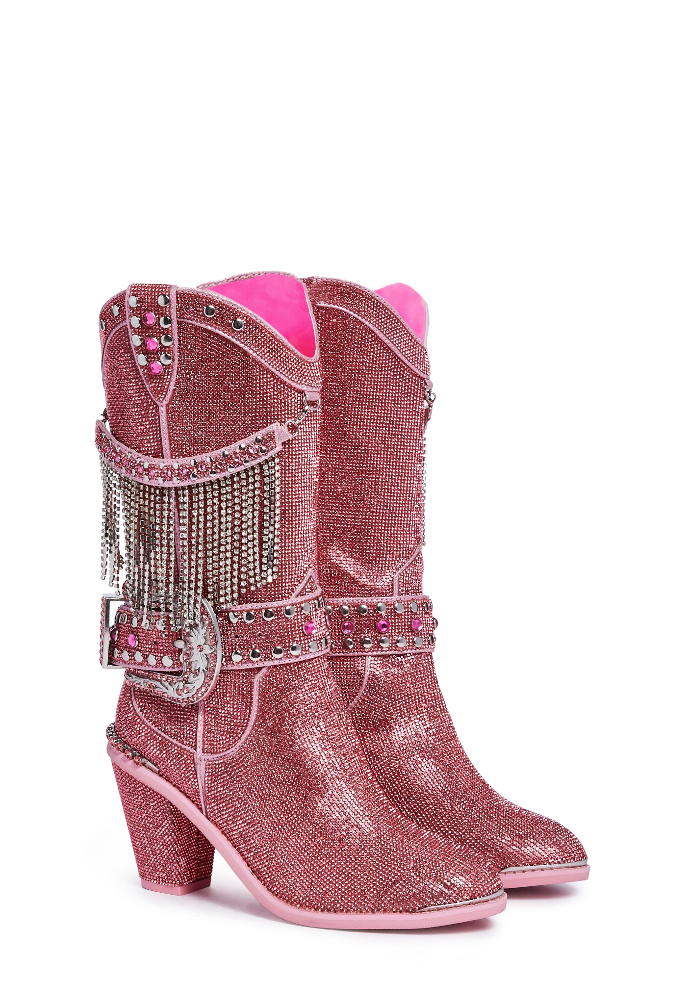 Fringe Sheriff Shine Cowboy Boots - Pink - Image 3