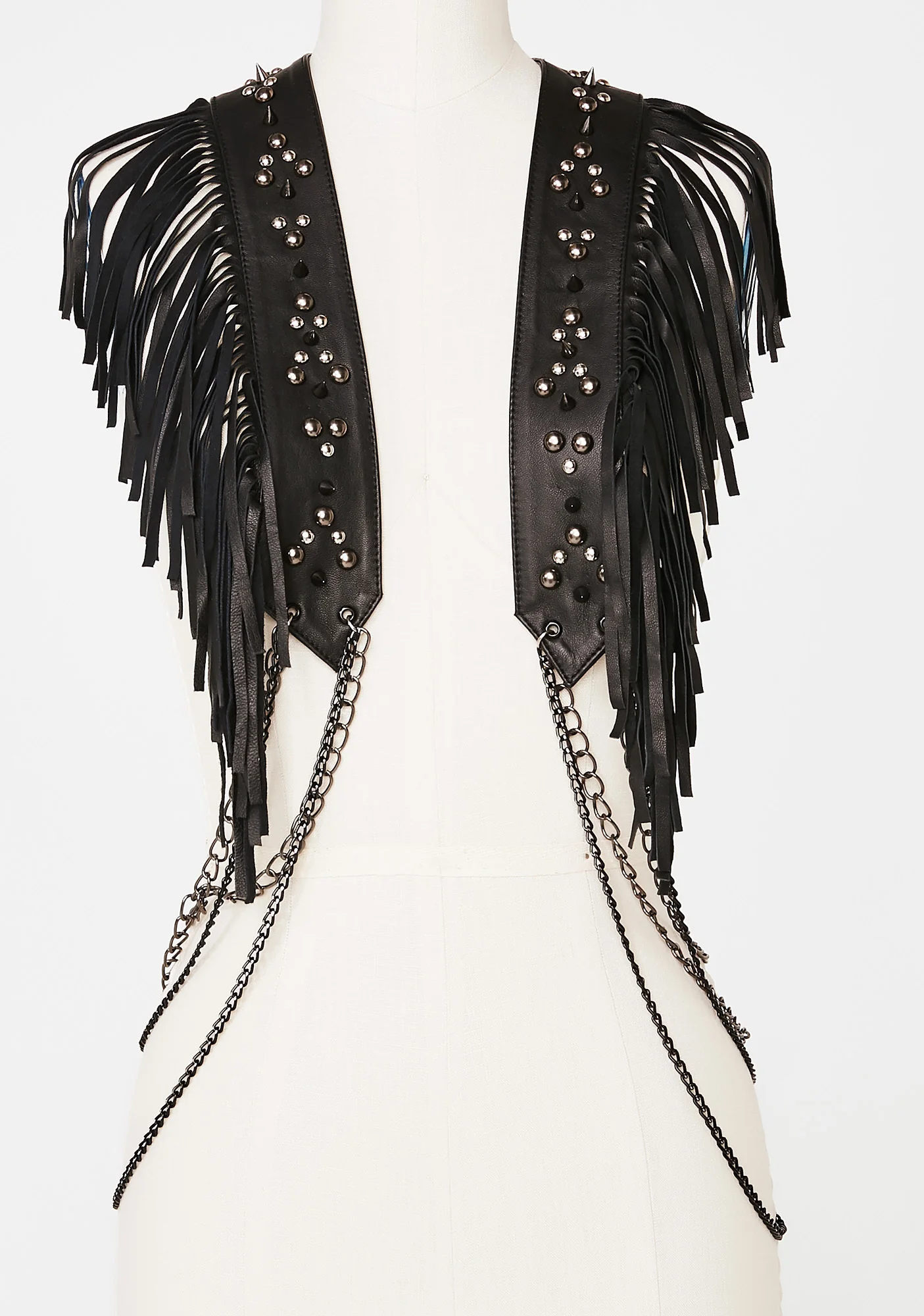 Fringe Vest With Chains - Image 2