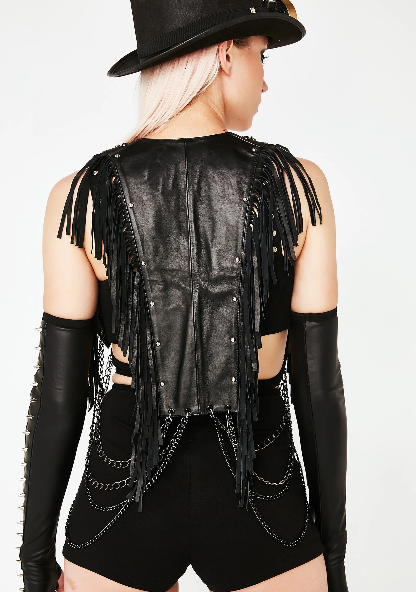 Fringe Vest With Chains - Image 3