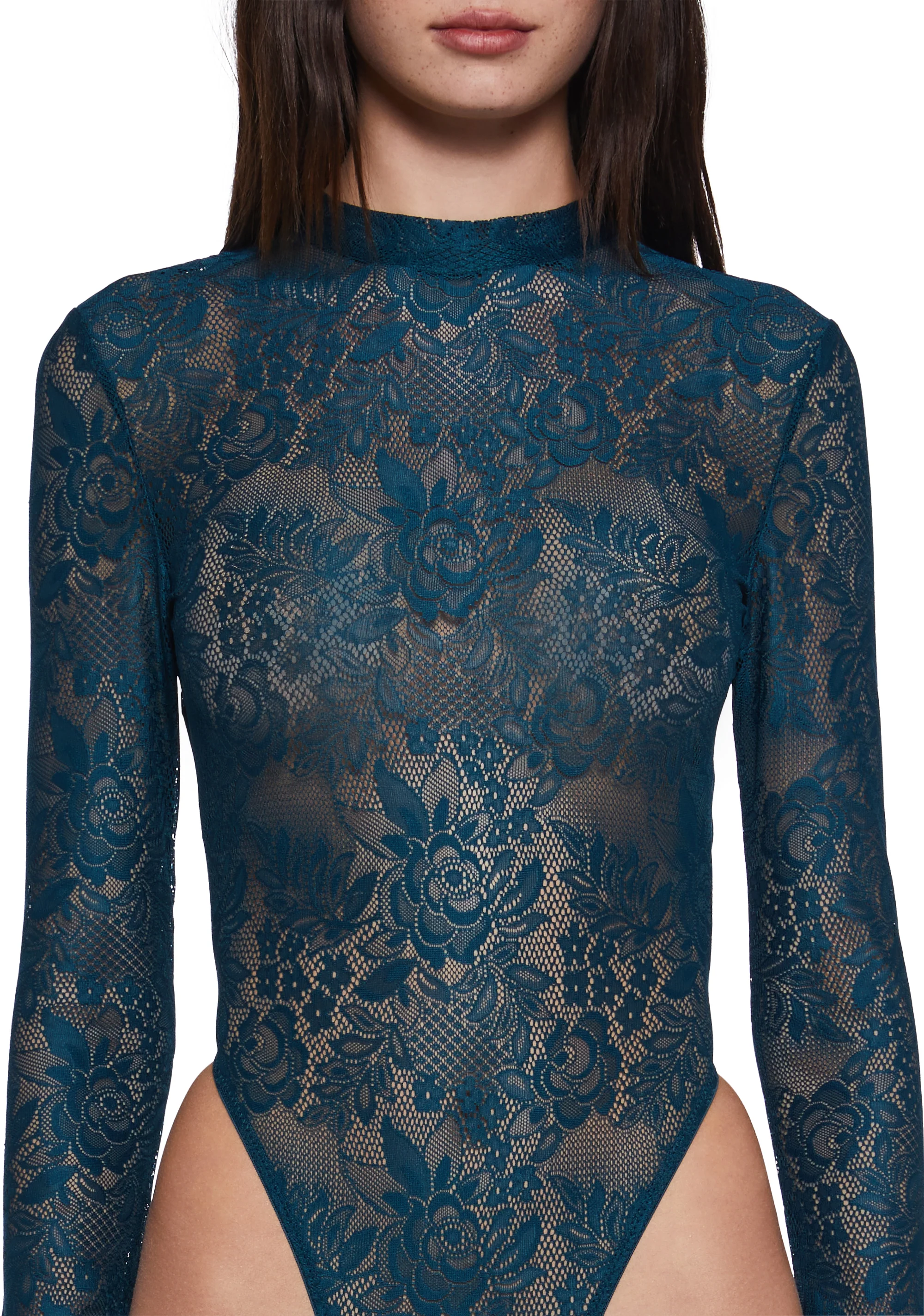 Frozen Wanderlust Lace Bodysuit - Dark Blue - Image 5
