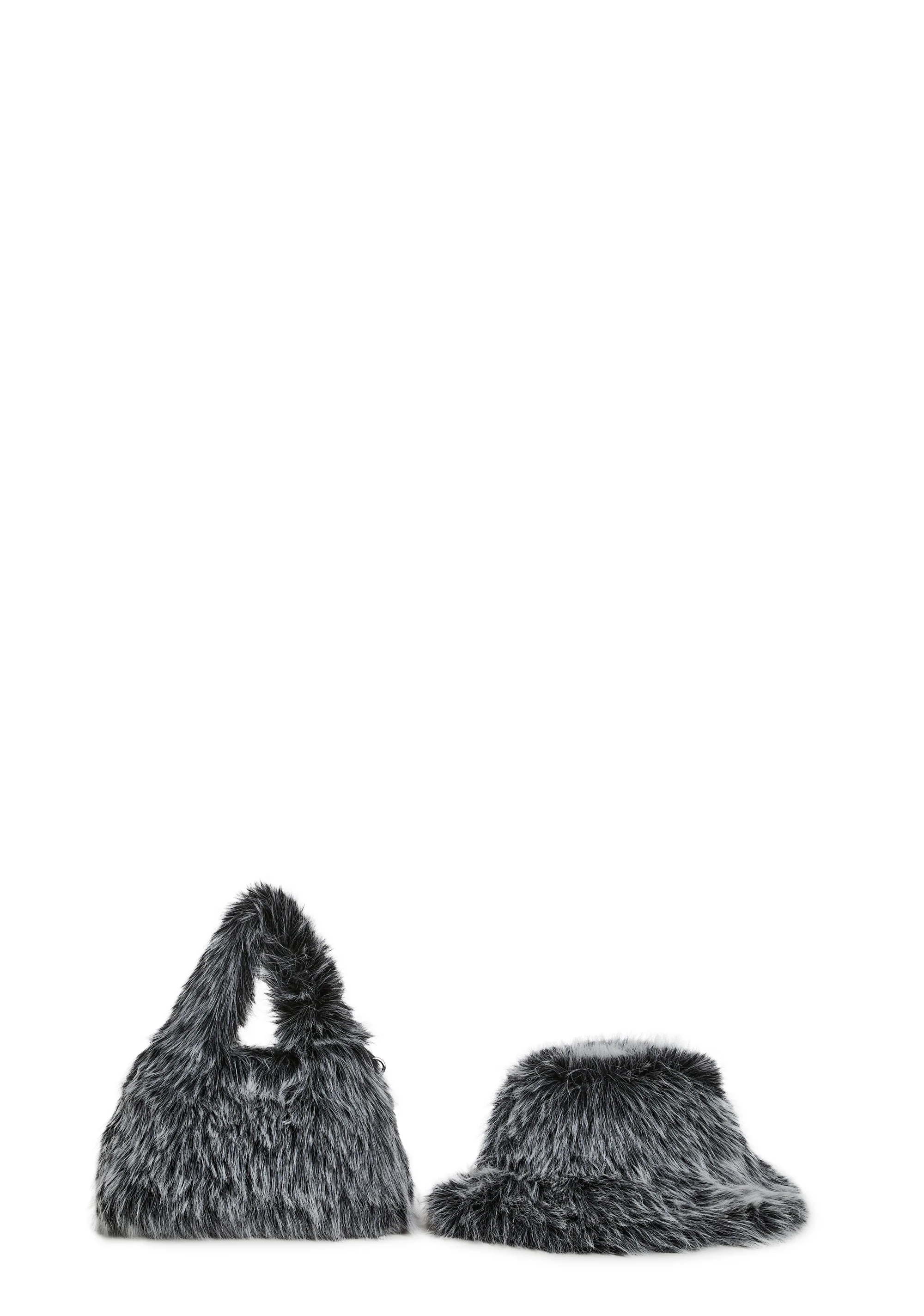 Arctic Noir Faux Fur Bag And Hat Set - Image 2