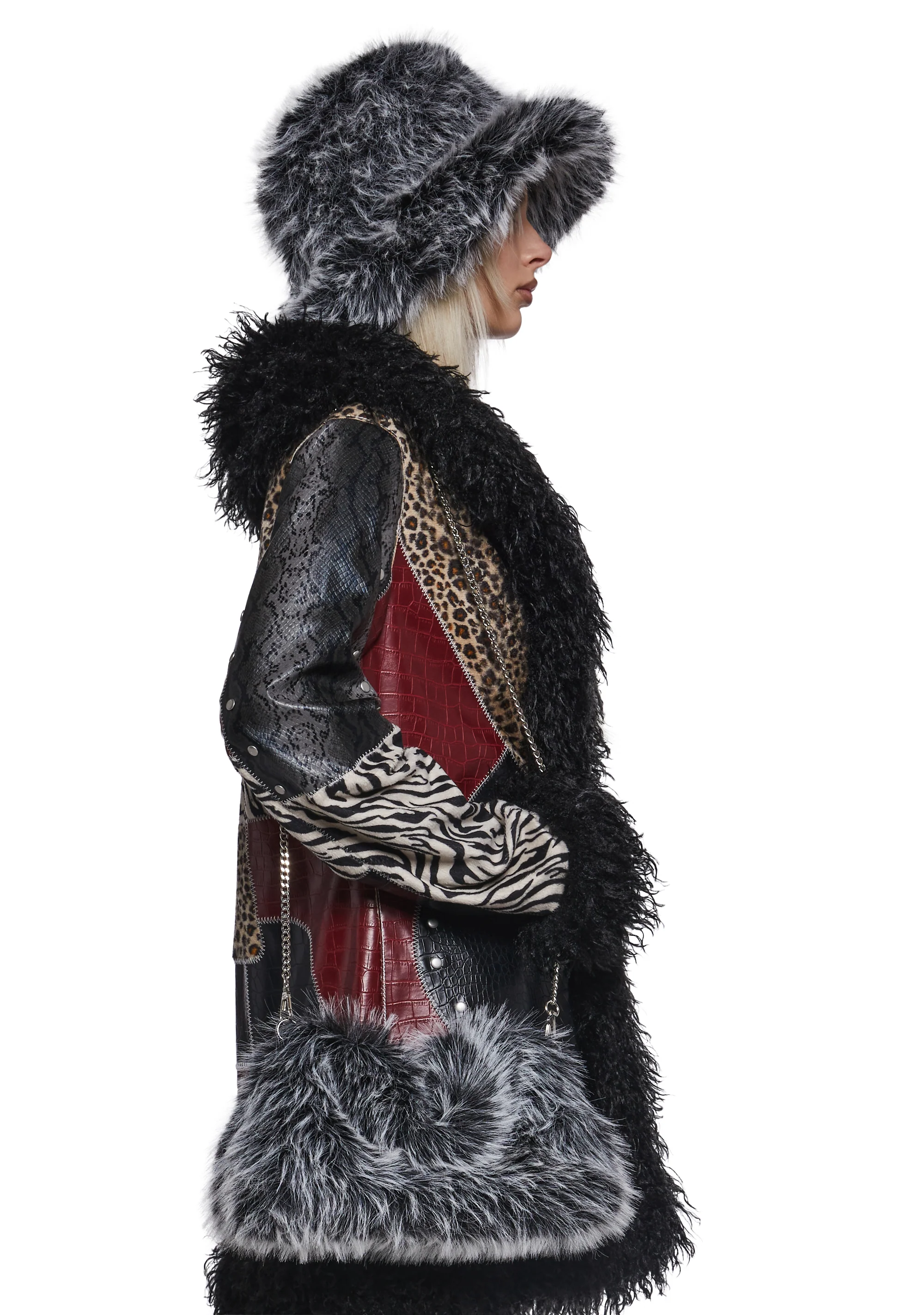 Arctic Noir Faux Fur Bag And Hat Set - Image 3