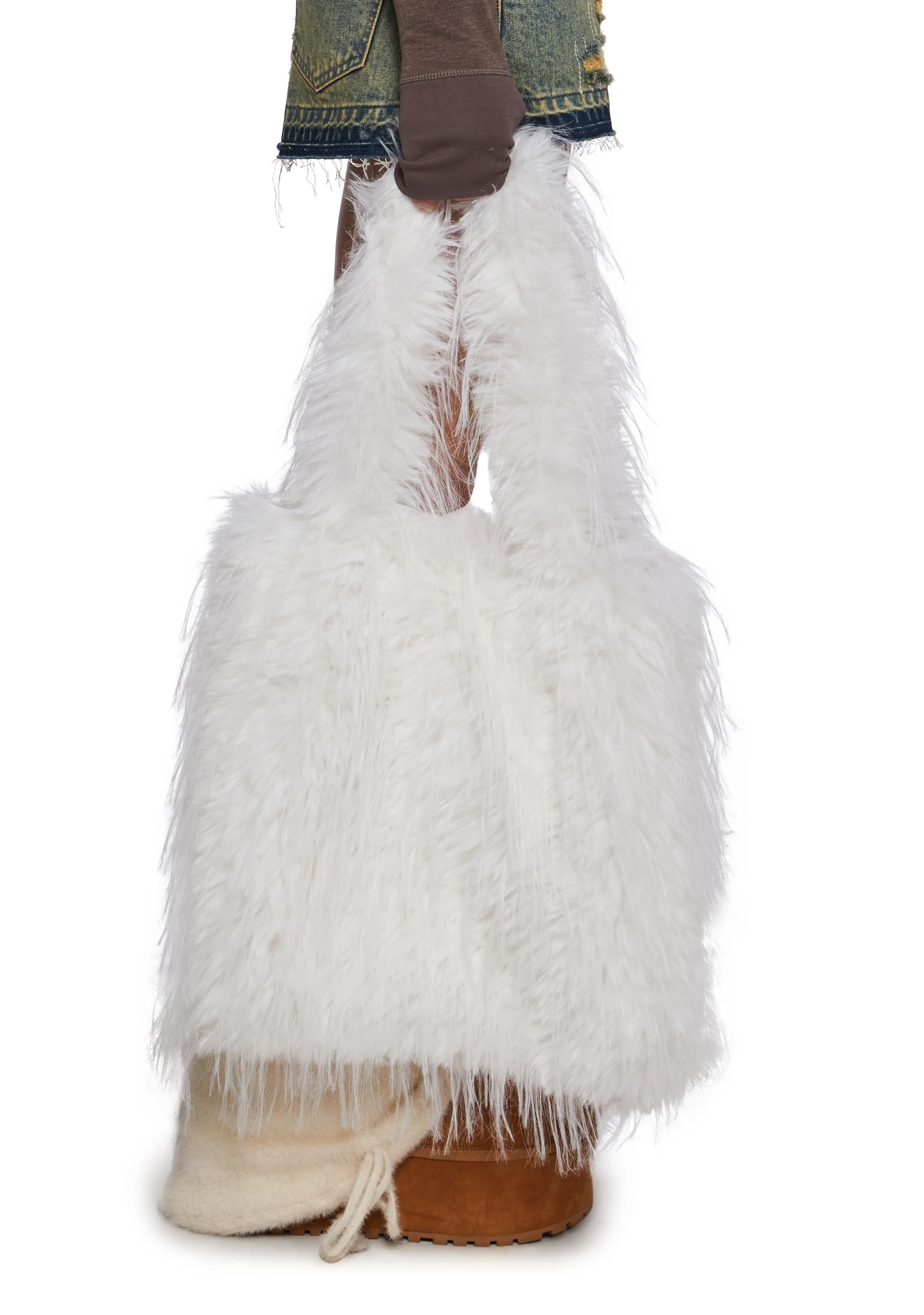 Star Dream Faux Fur Shoulder Bag - White - Image 6