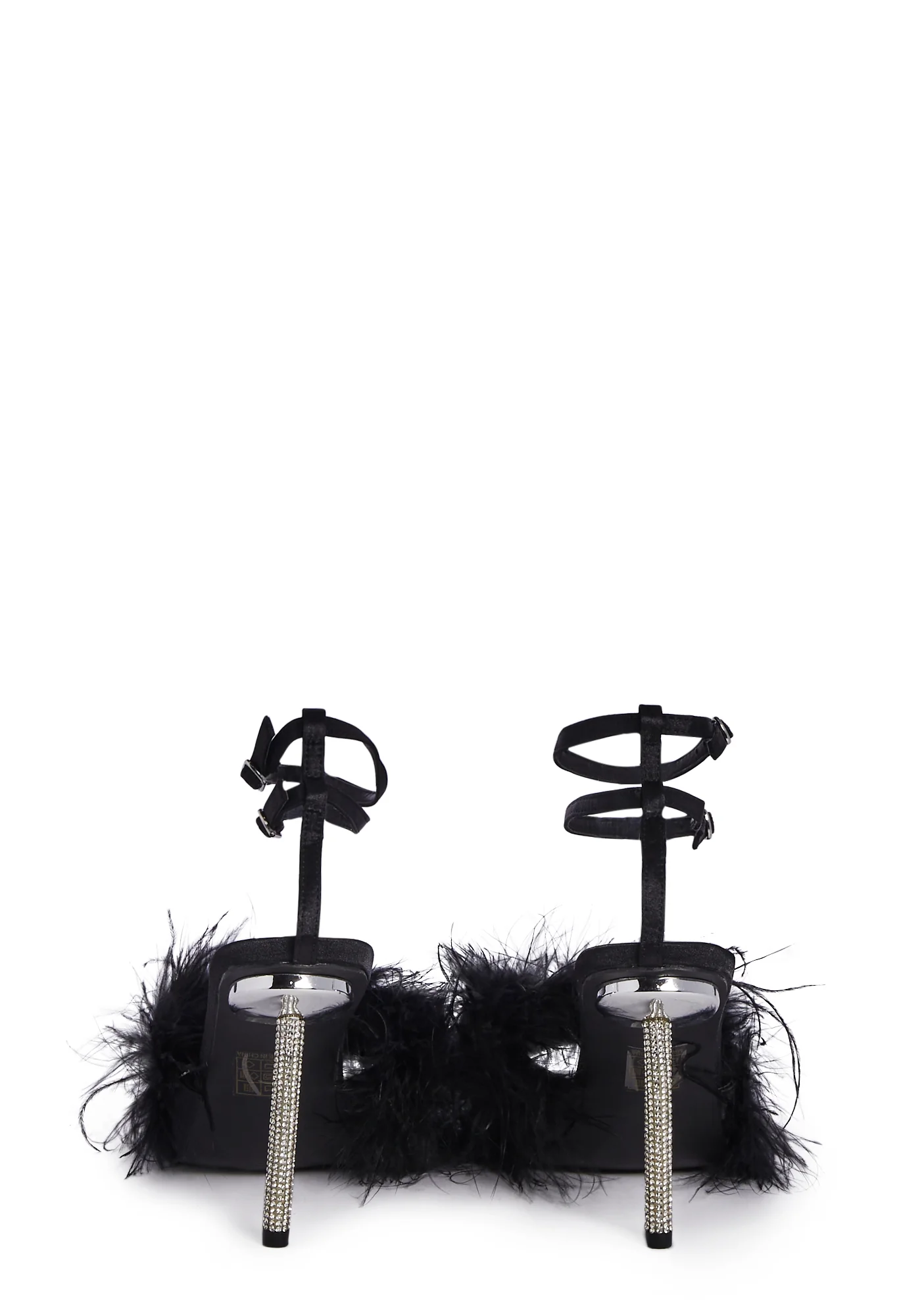 Fuzz Peep Toe Heels- Black - Image 4