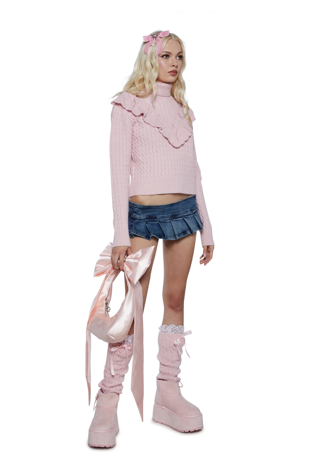 Pastel Ambitions Cable Knit Sweater - Pink - Image 2