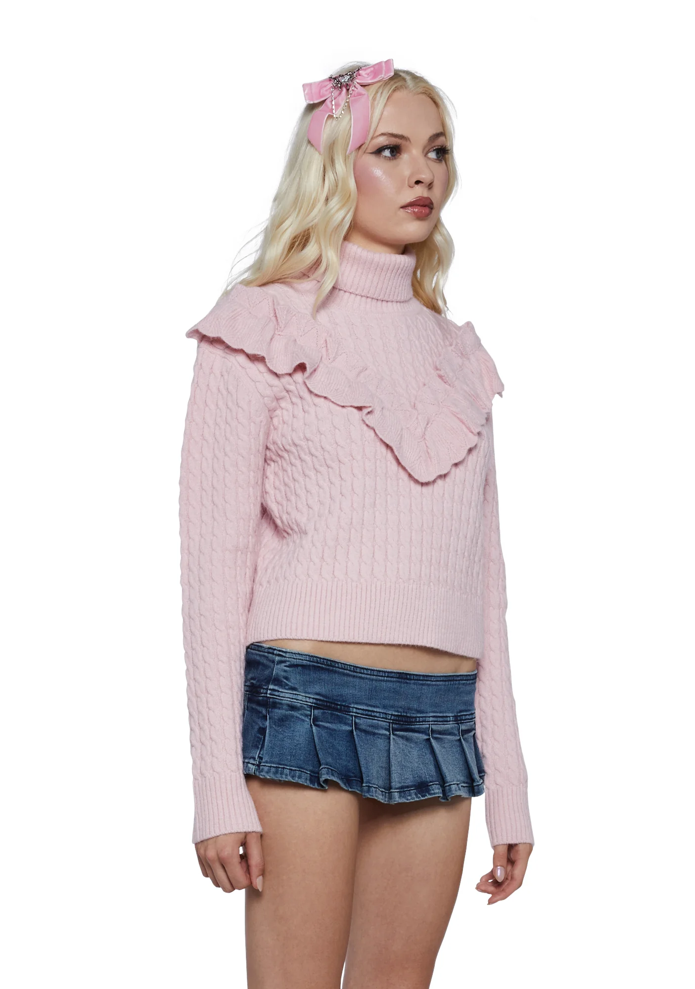 Pastel Ambitions Cable Knit Sweater - Pink - Image 3
