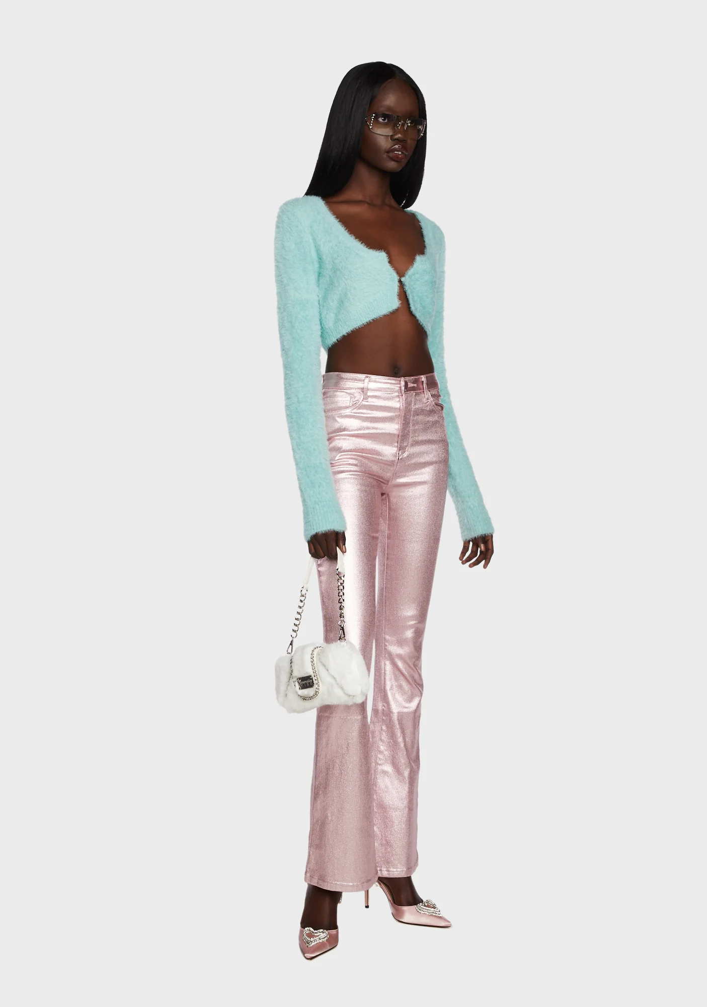 Fuzzy Hooked In Cropped Cardigan - Image 2