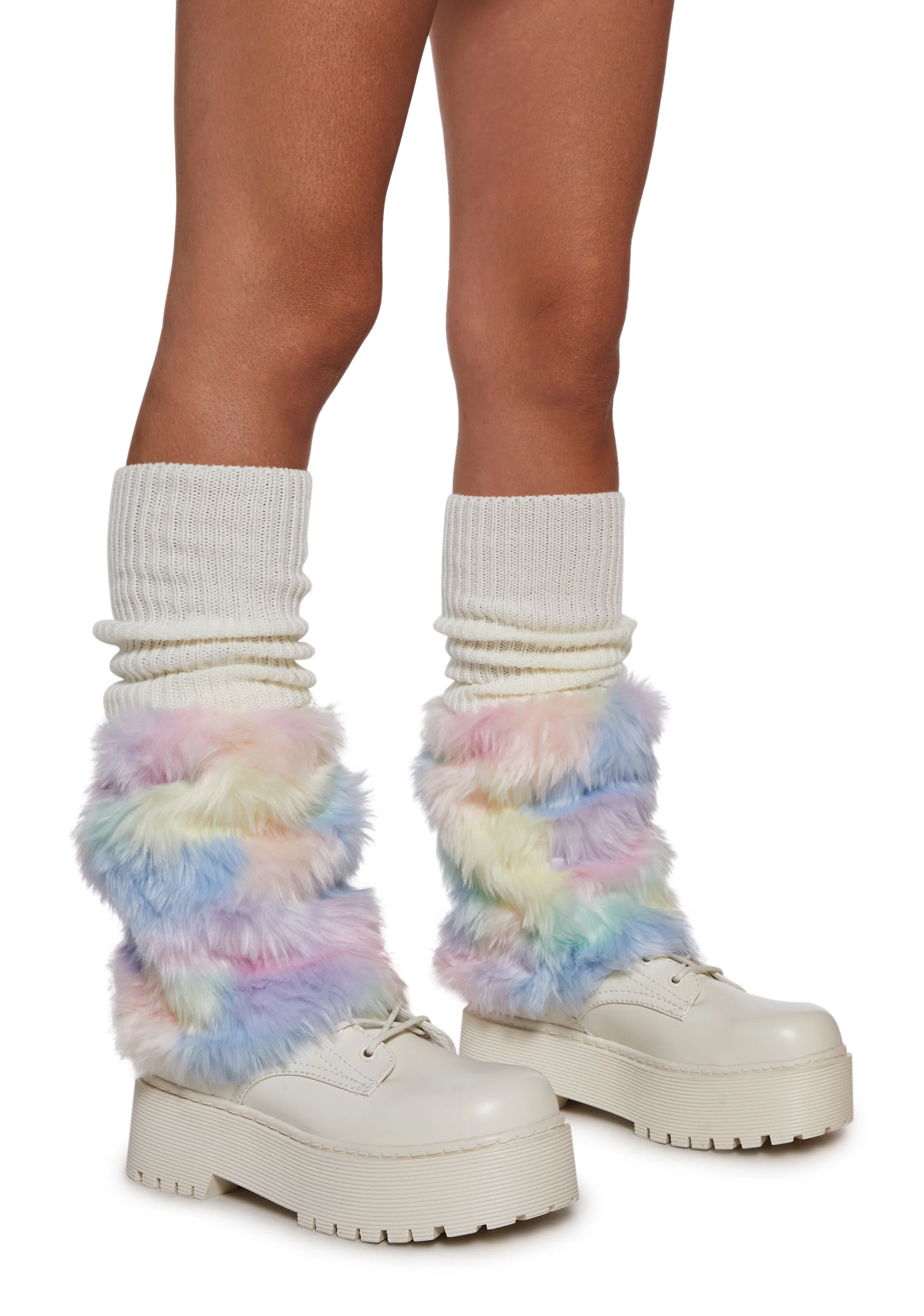 Cotton Candy Fuzzy Leg Warmers - Image 2