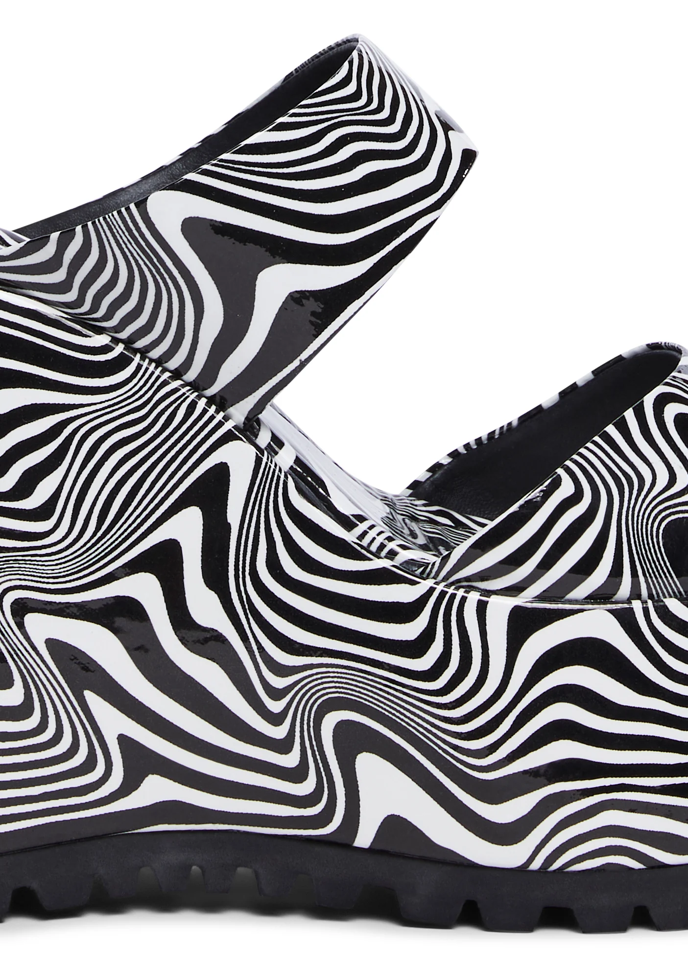 Gabriella Platform Wedge Mules - Black/White - Image 2