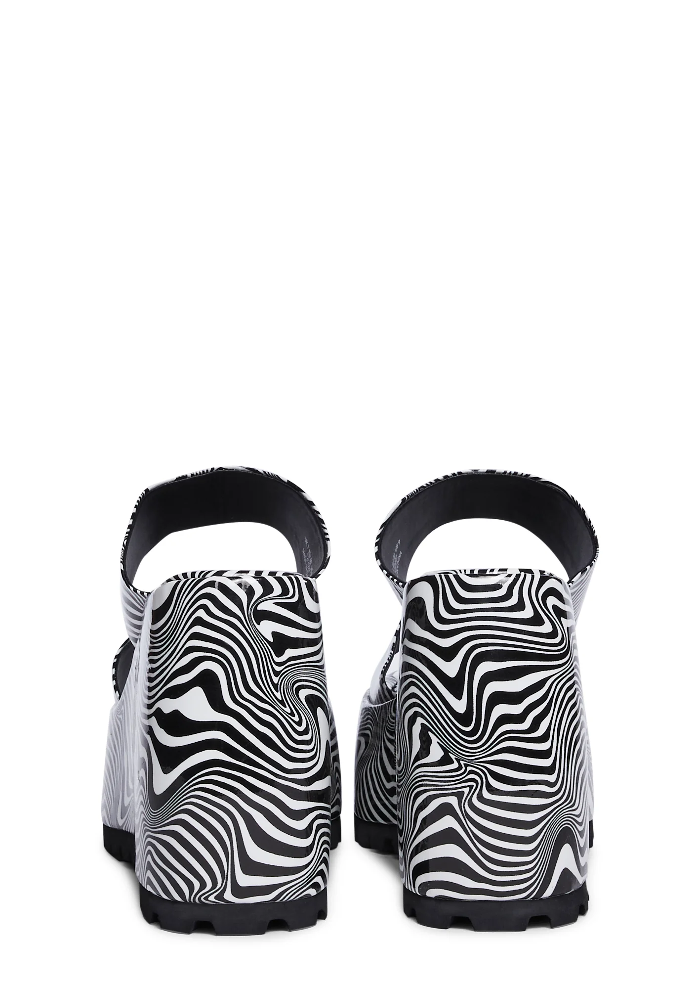 Gabriella Platform Wedge Mules - Black/White - Image 4
