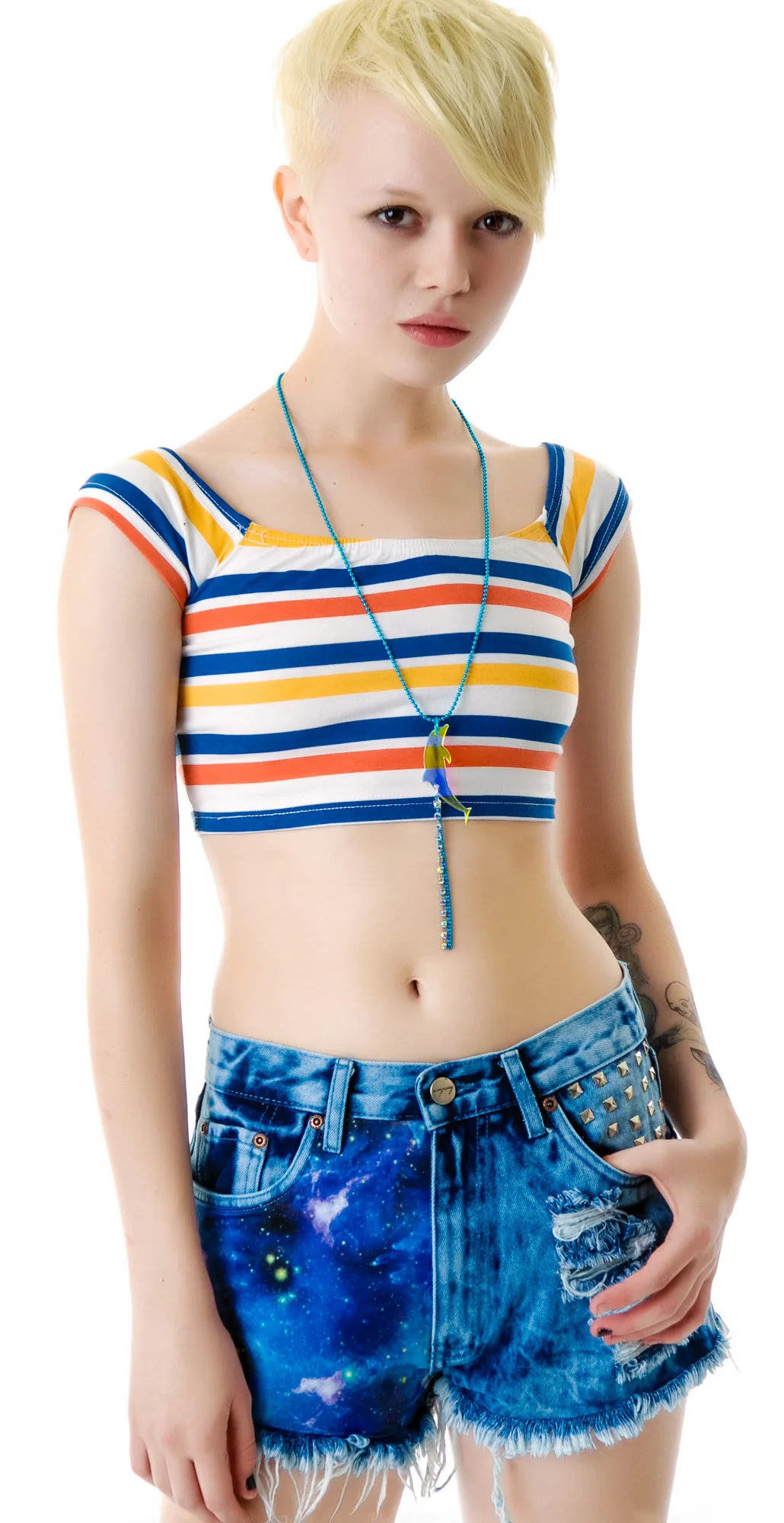 Galaxy Studded Denim Shorts - Image 4