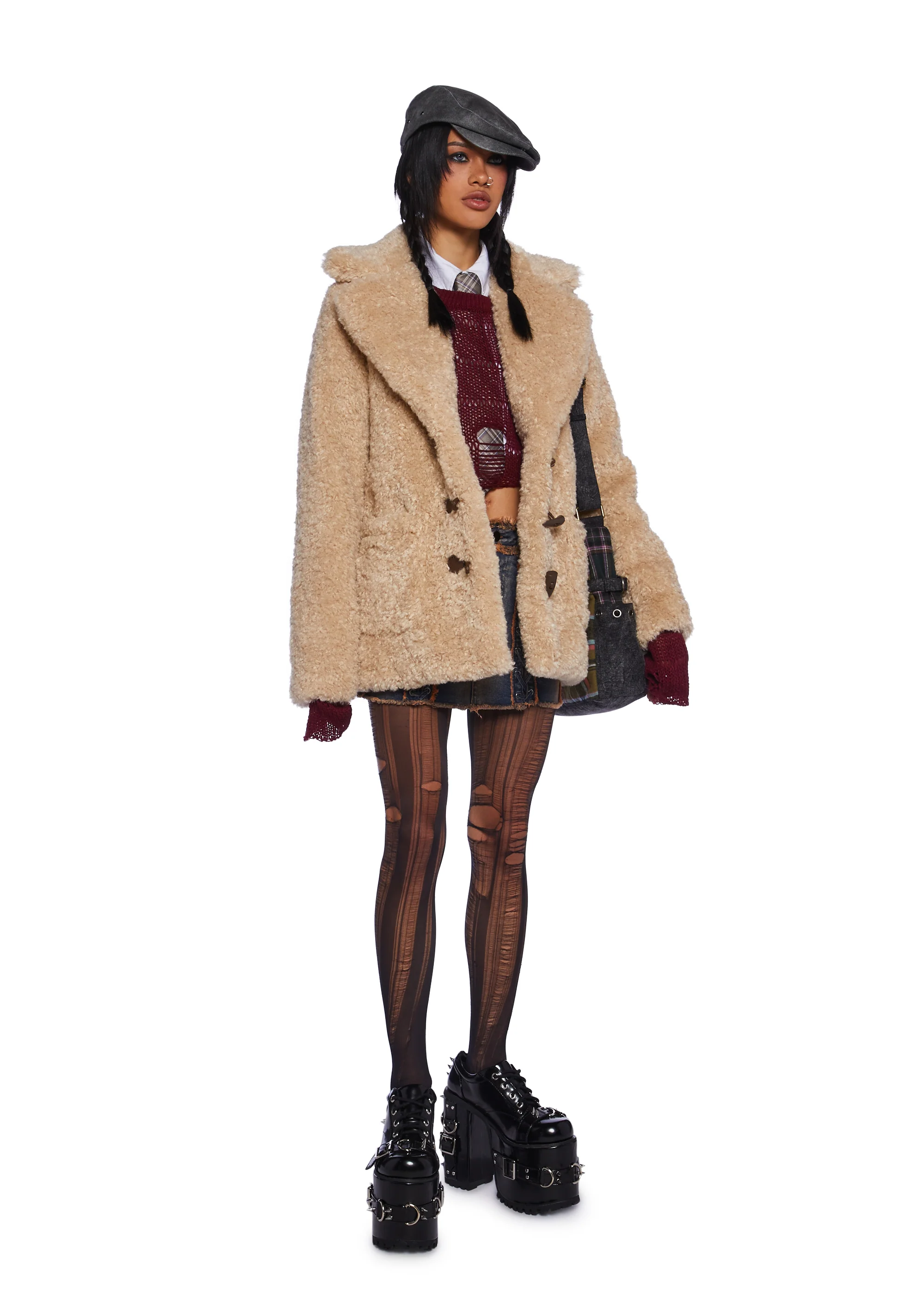 Garage Band Sherpa Cropped Coat - Image 2