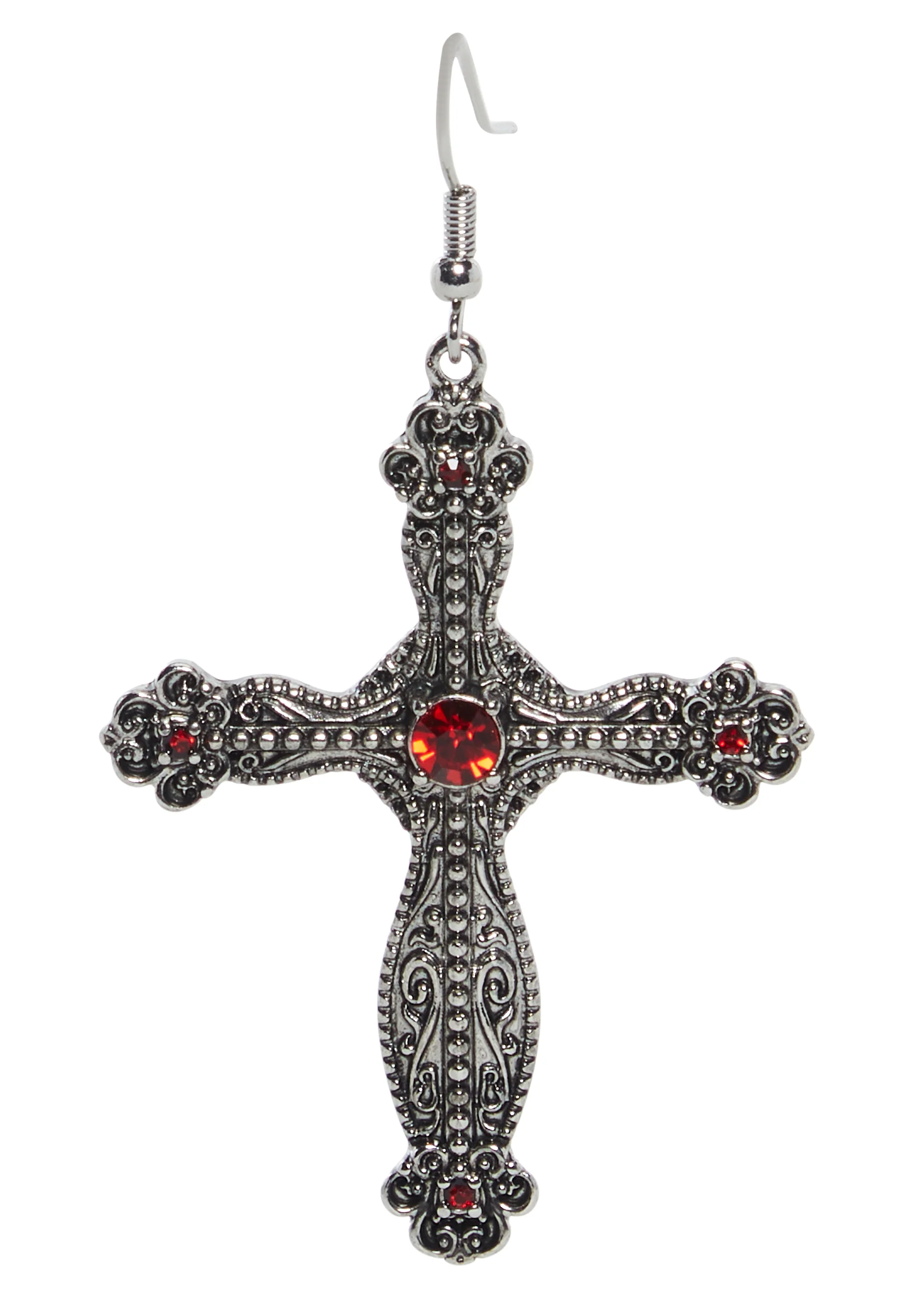 Gemstone Cross Drop Earrings - Image 2