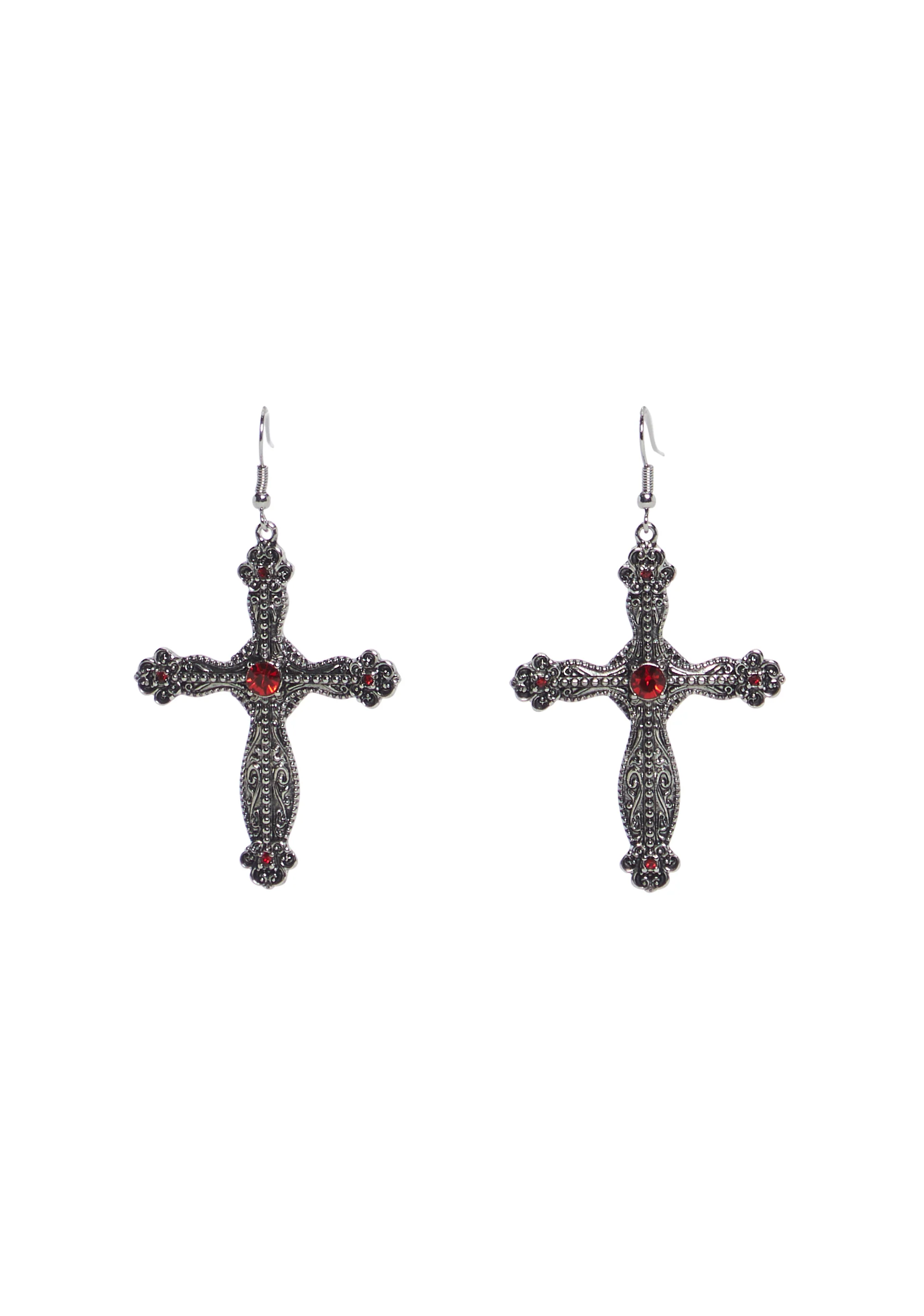 Gemstone Cross Drop Earrings - Image 3