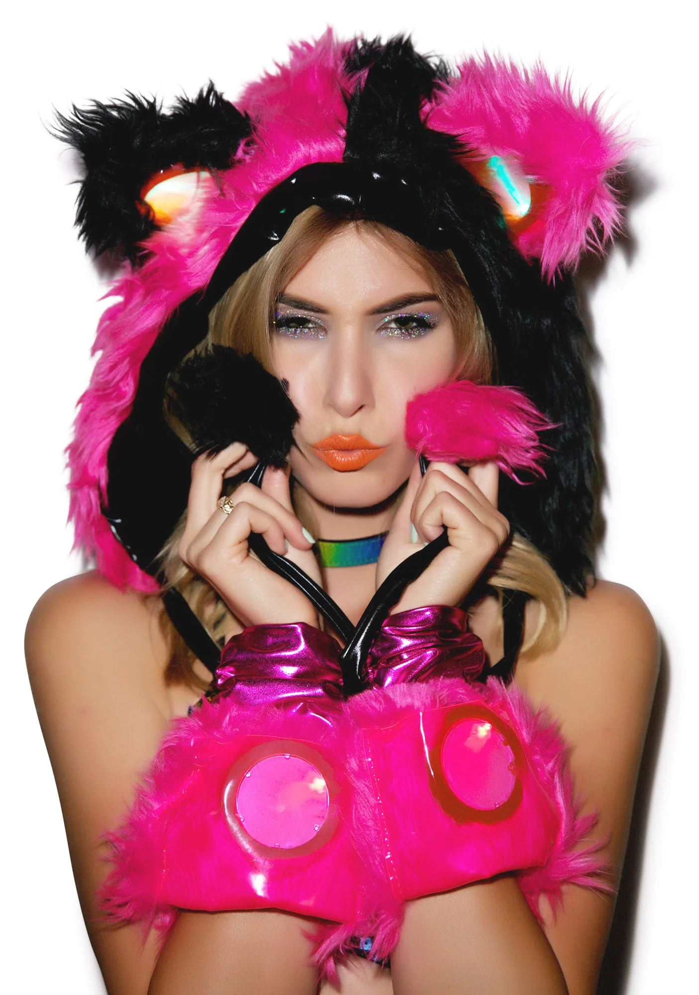 Gettin' Freaky Faux Fur Hood - Black - Image 9