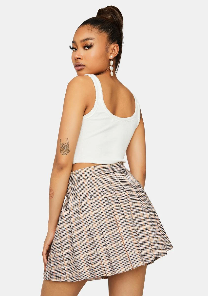 Getting Ideas Pleated Plaid Mini Skirt - Image 4