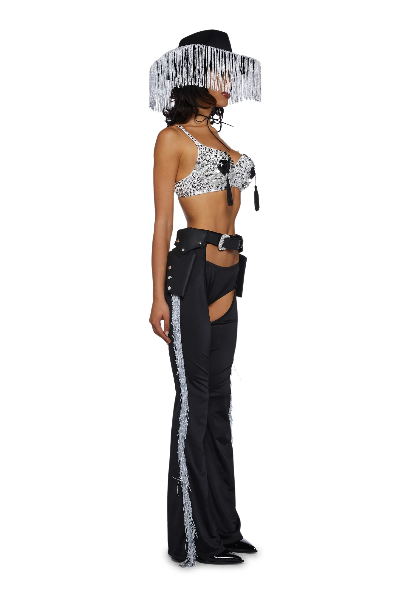 Giddy Up Rhinestone Cowgirl Costume - Black - Image 3